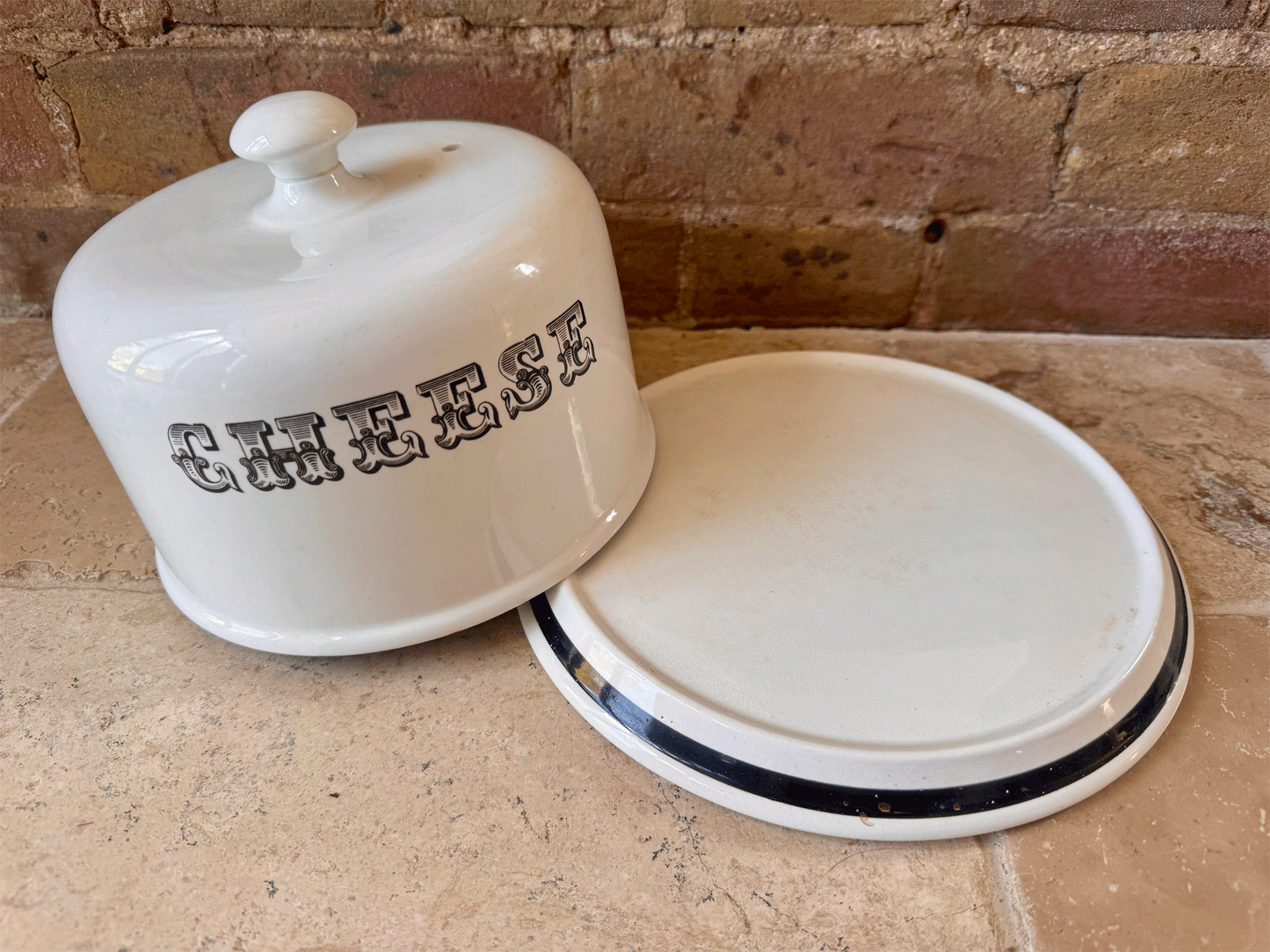 large vintage white ironstone burleigh cheese dome dish cloche 