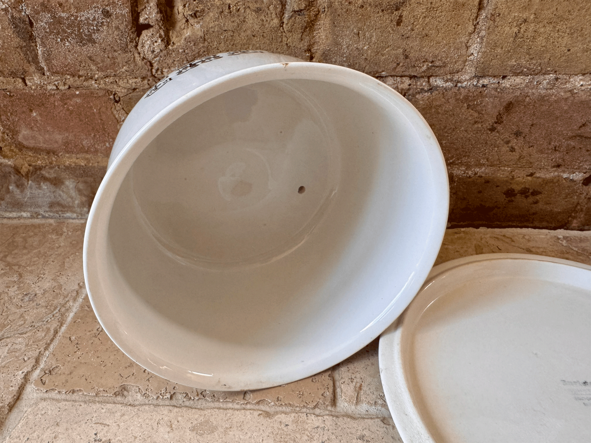 large vintage white ironstone burleigh cheese dome dish cloche 