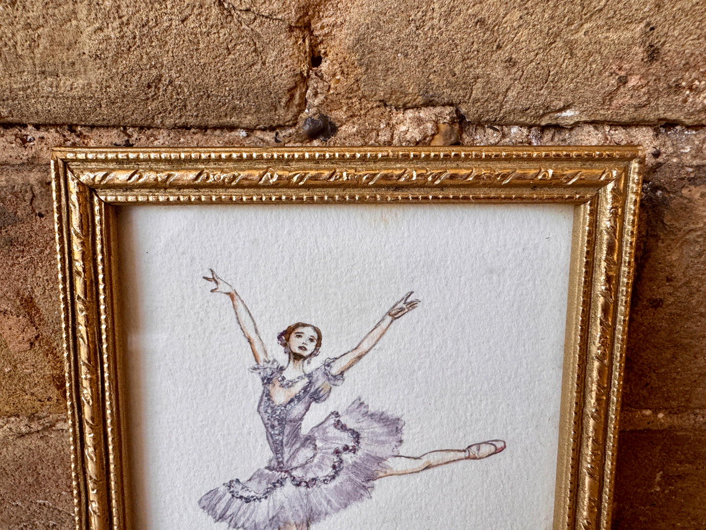 vintage watercolour painting artwork signed ballerina english picture