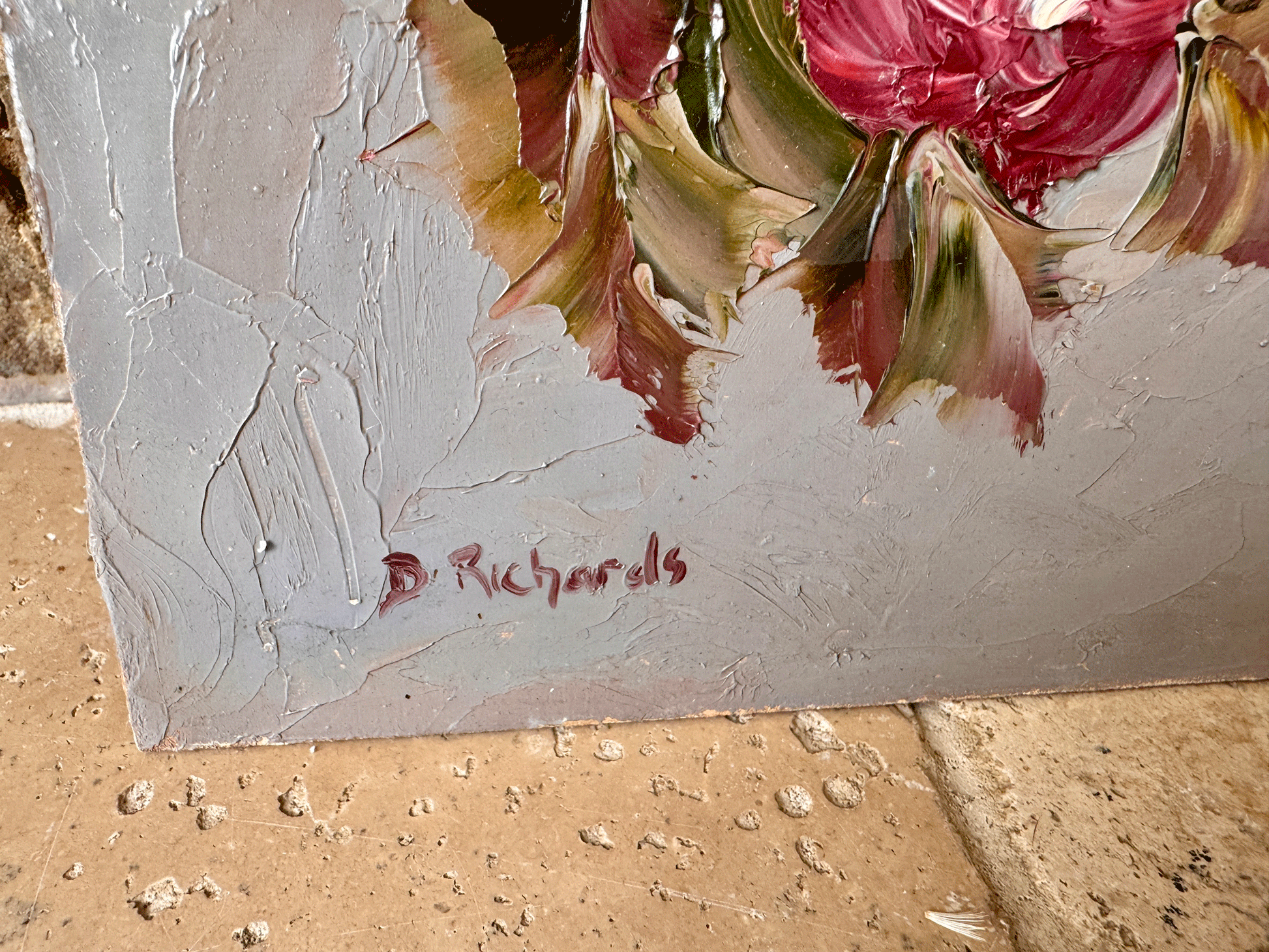 vintage english oil painting board impasto moody signed d richards