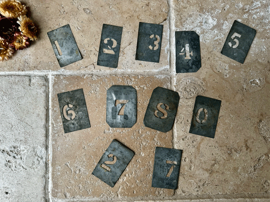 vintage early 20th century tin number stencil