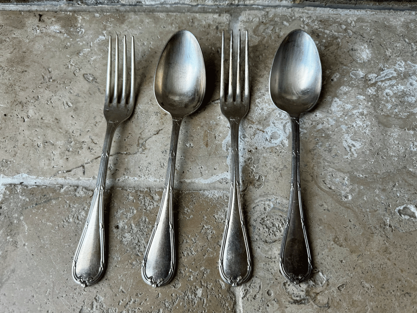antique christofle rubans large flatware serving set fork spoon