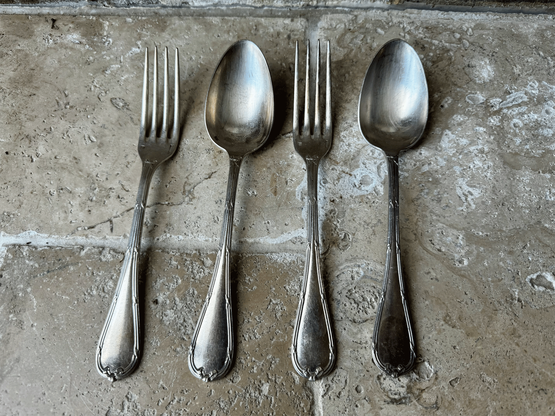 antique christofle rubans large flatware serving set fork spoon