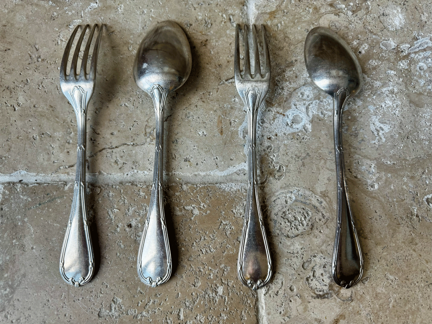 antique christofle rubans large flatware serving set fork spoon