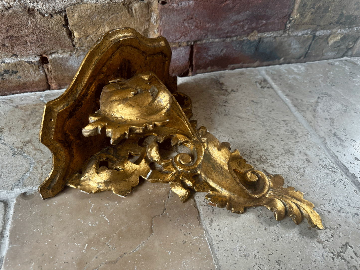 antique french gilt gilded floating wall shelf corbel sconce cornucopia
