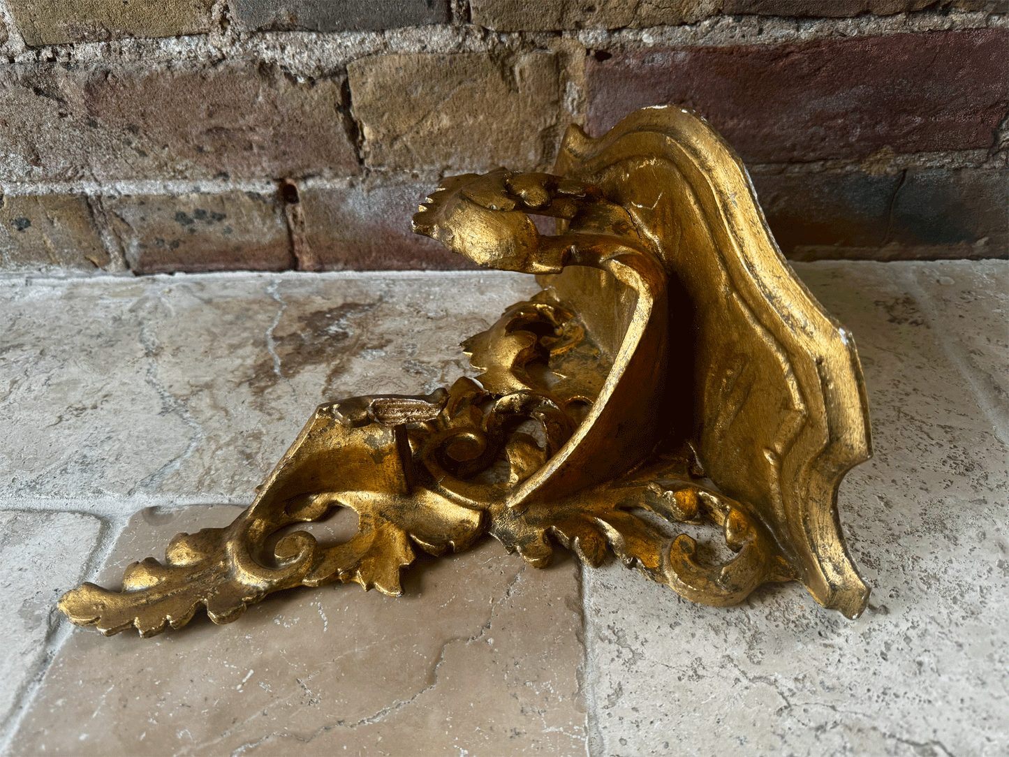 antique french gilt gilded floating wall shelf corbel sconce cornucopia