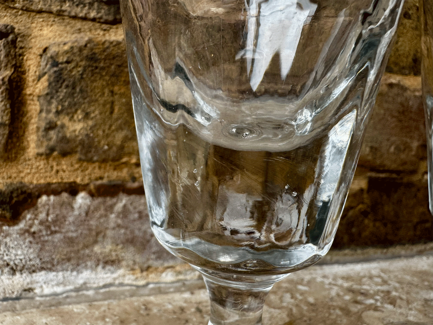 antique french thick heavyset hand blown 1800s 19th century glass rummer  wine glass ribbed