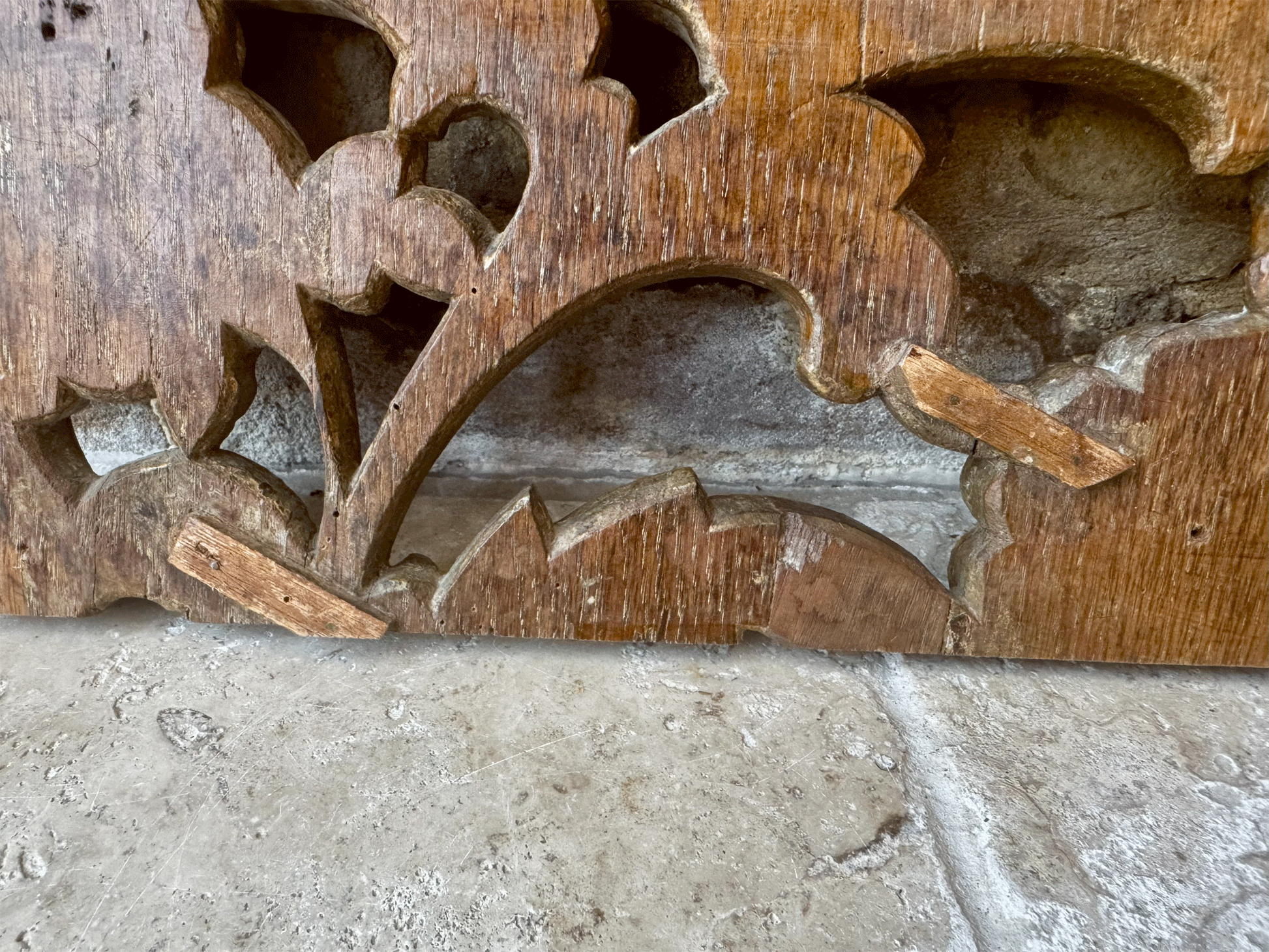 antique french carved 18th century religious baroque wooden treen wall panel