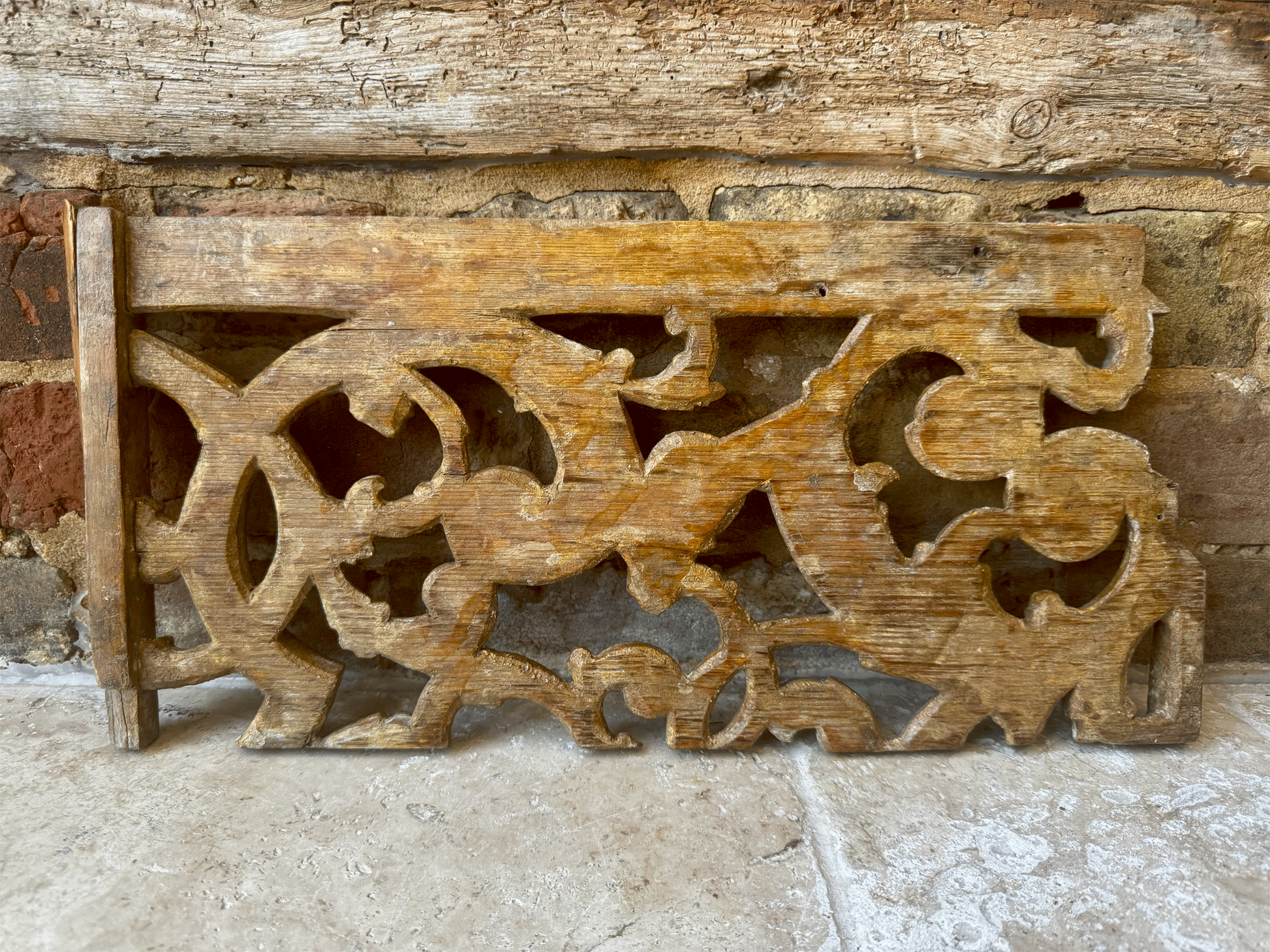 antique french rare 18th century carved wooden treen wall panel religious church baroque