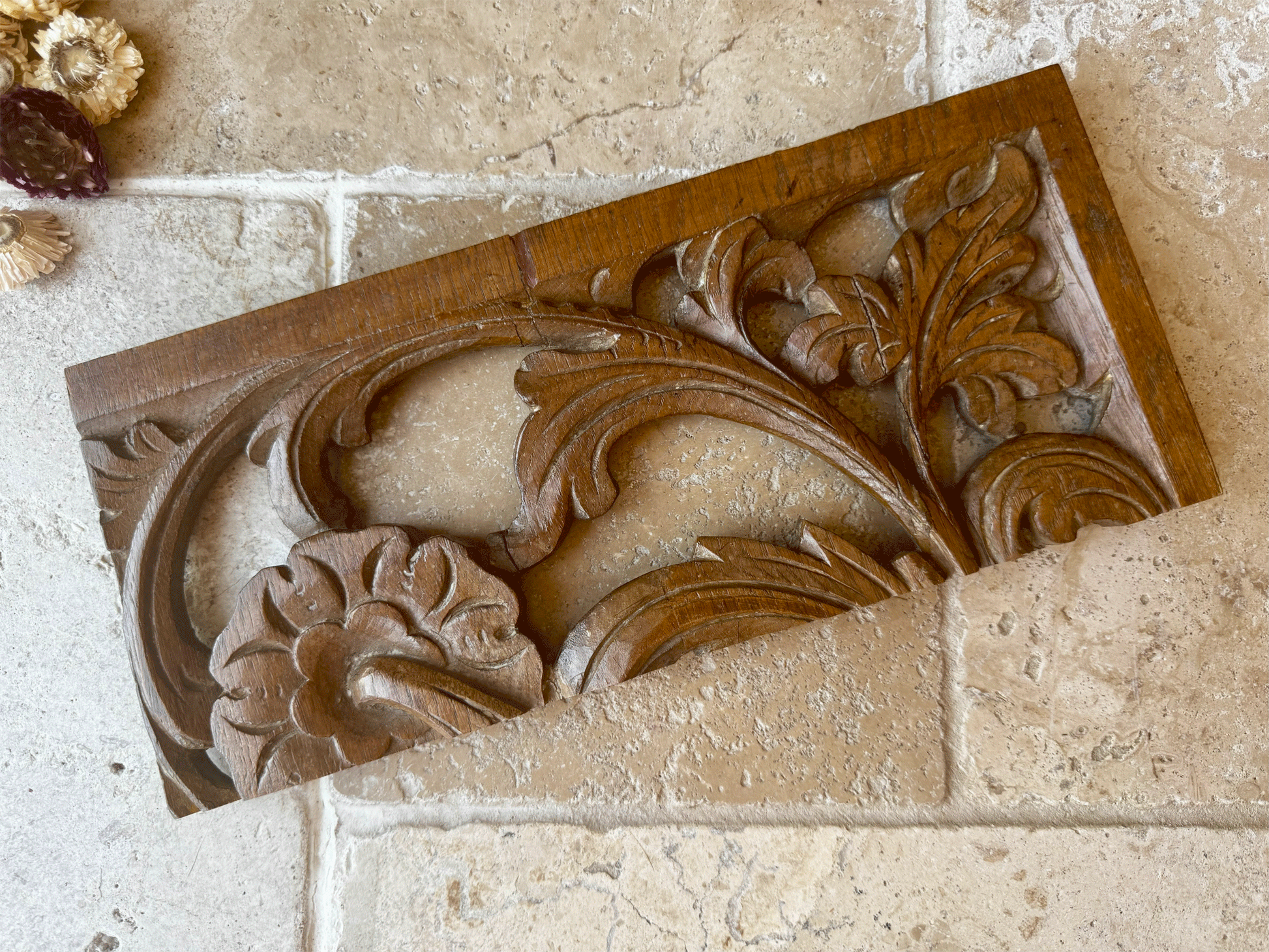 antique french carved 18th century religious baroque wooden treen wall panel