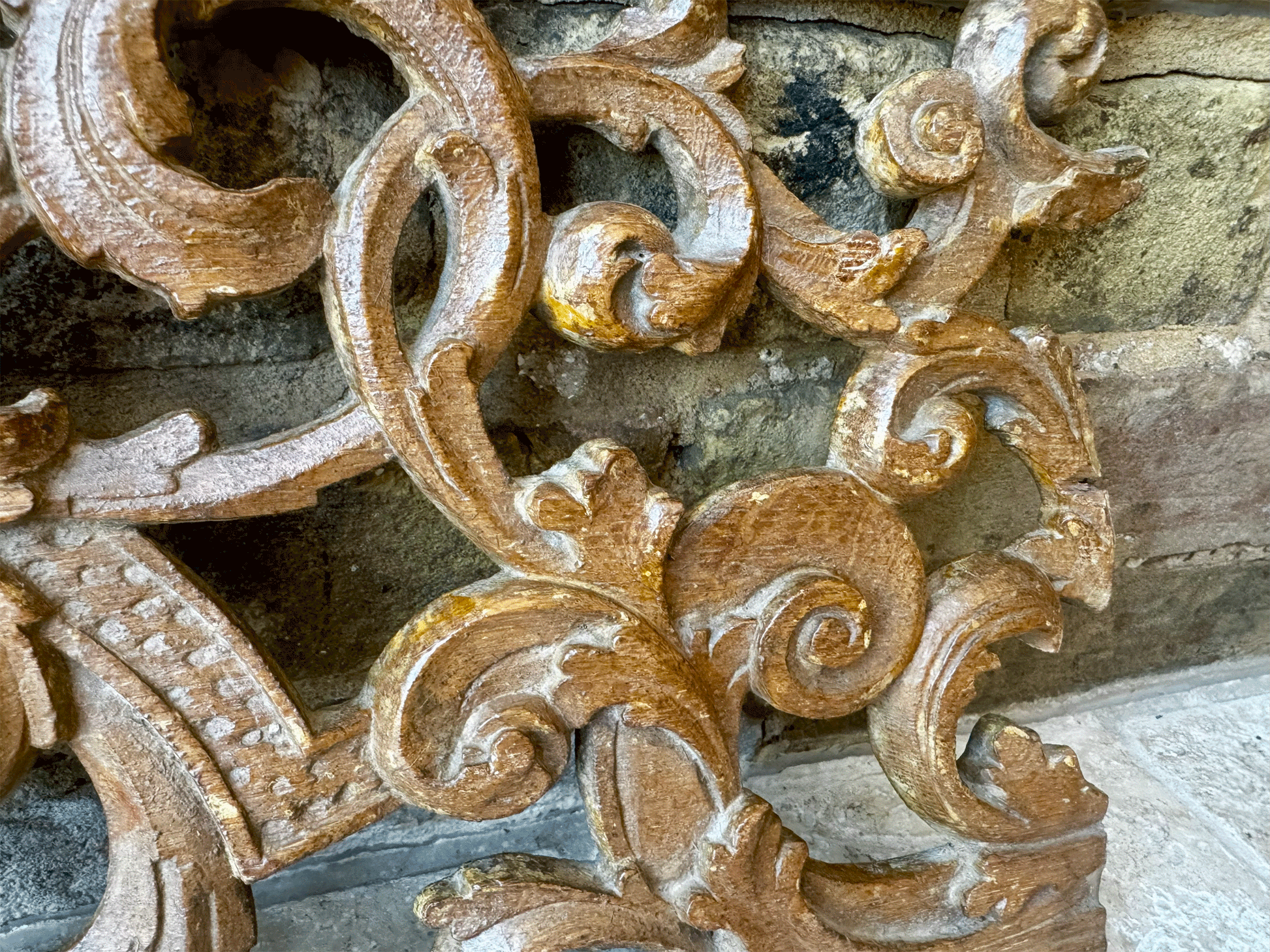 antique french 19th century deeply carved baroque church religious wall panel wooden treen 
hanging