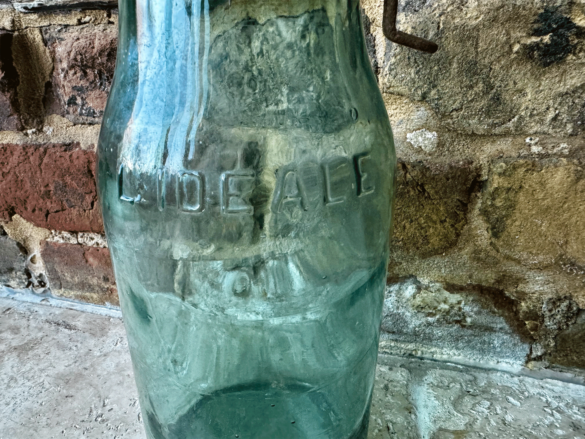 large antique french l'ideale brevetee sgdg large green canning bottle