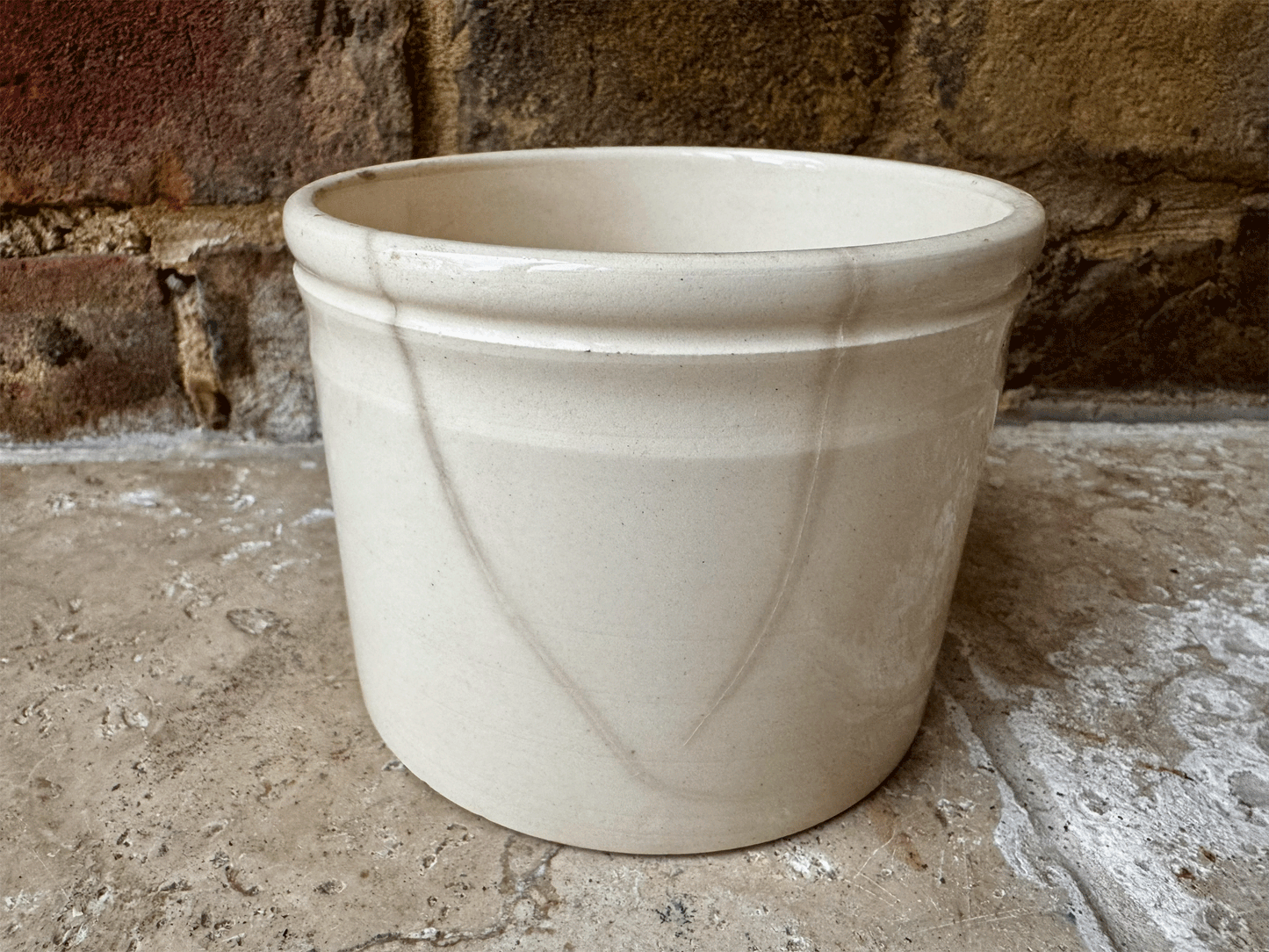 antique french badonviller 1920s terre de fer ironstone chunky buttery crazed confiture pot