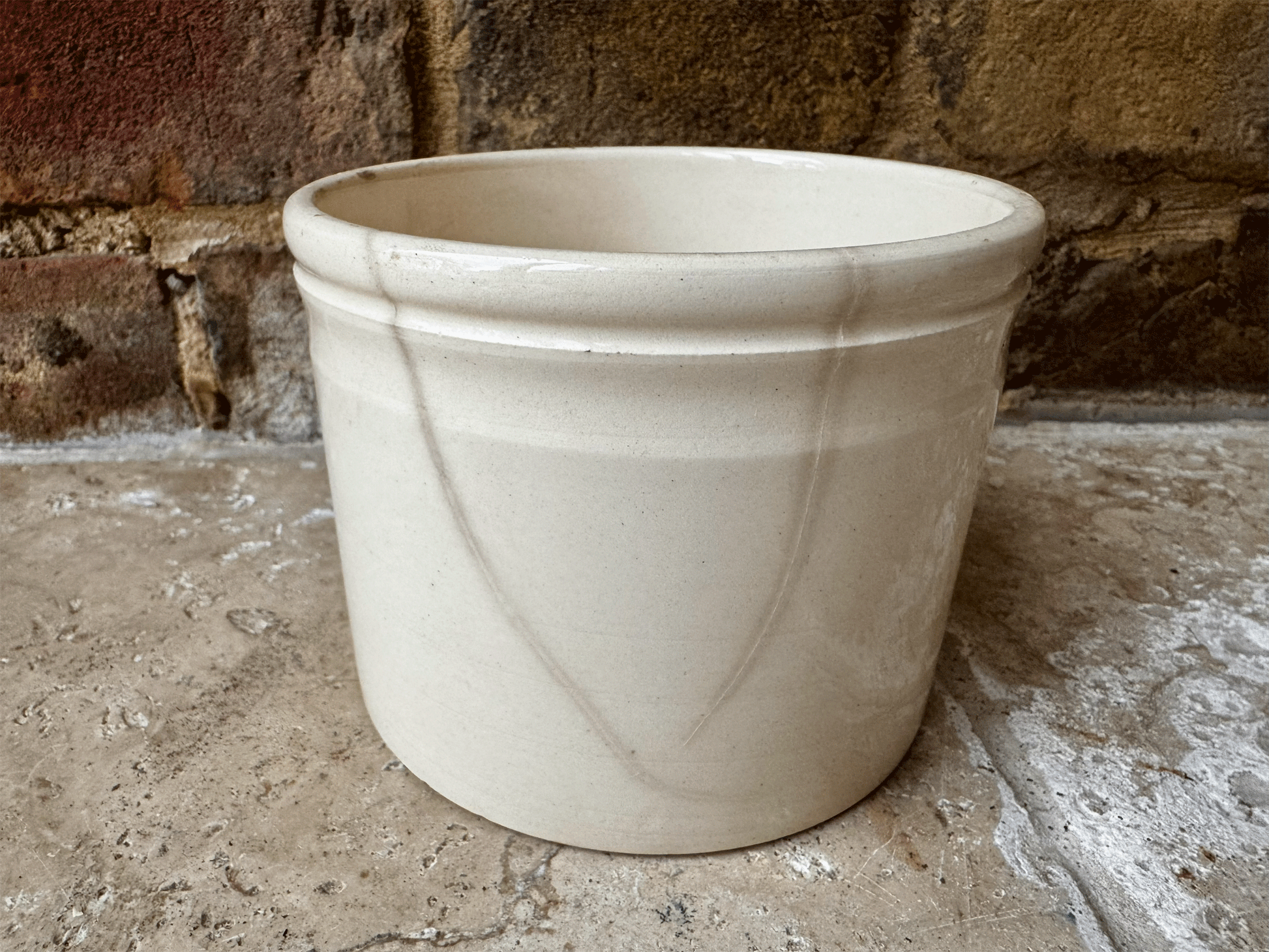 antique french badonviller 1920s terre de fer ironstone chunky buttery crazed confiture pot