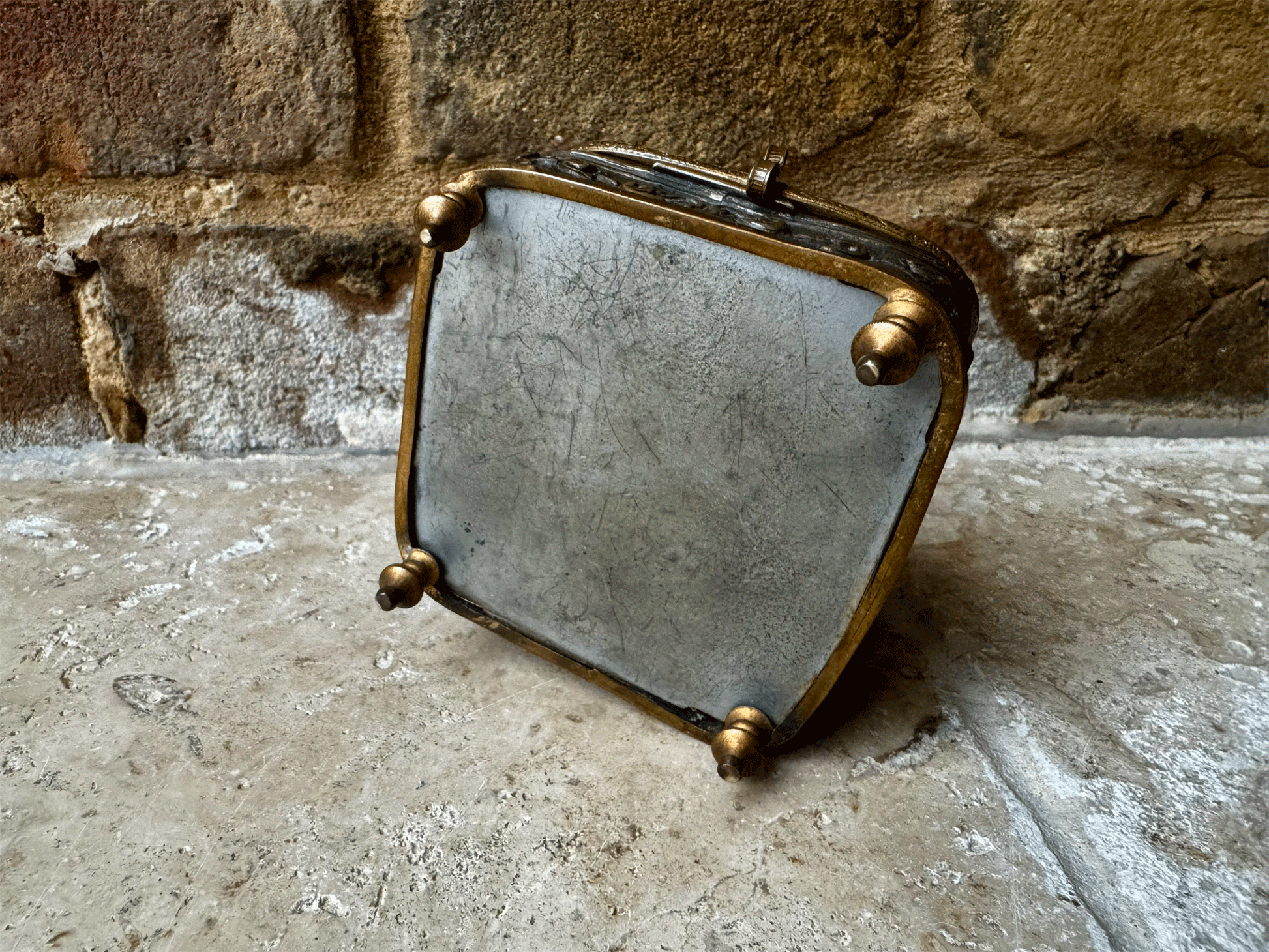 rare antique french 19th century 1800s pocket watch display case bevelled glass cherubs hook pink silk cushion