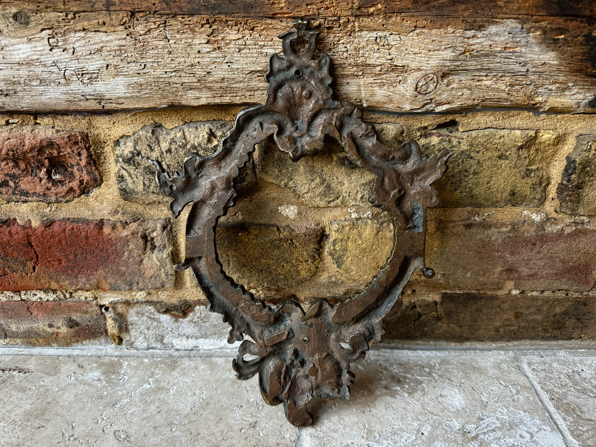 antique french 1800s 19th century decorative brass wall plaque hanging