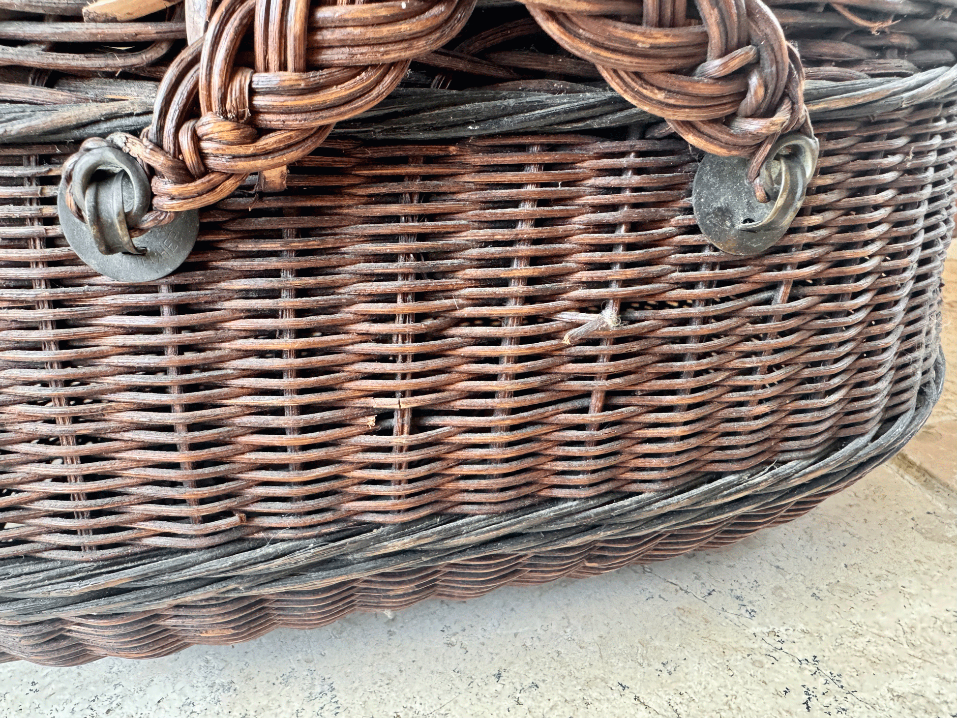 antique french extra large 19th century rustic fishing creel shopping bressan basket