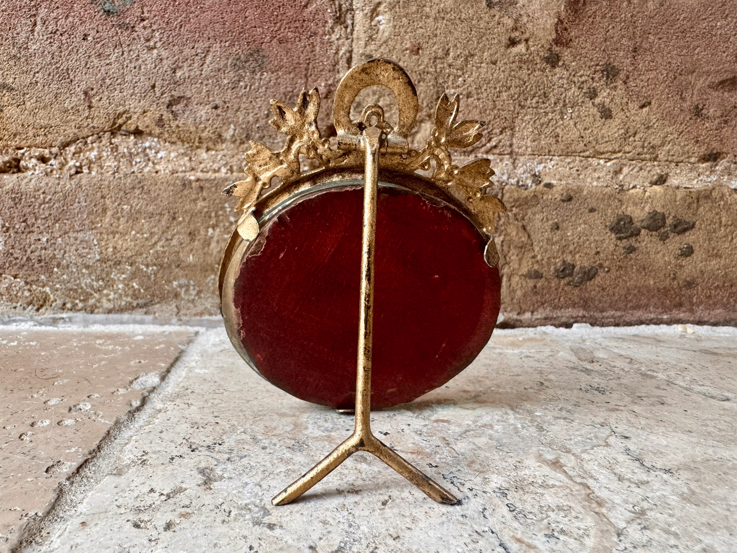 antique french small ormolu easel backed photo picture frame