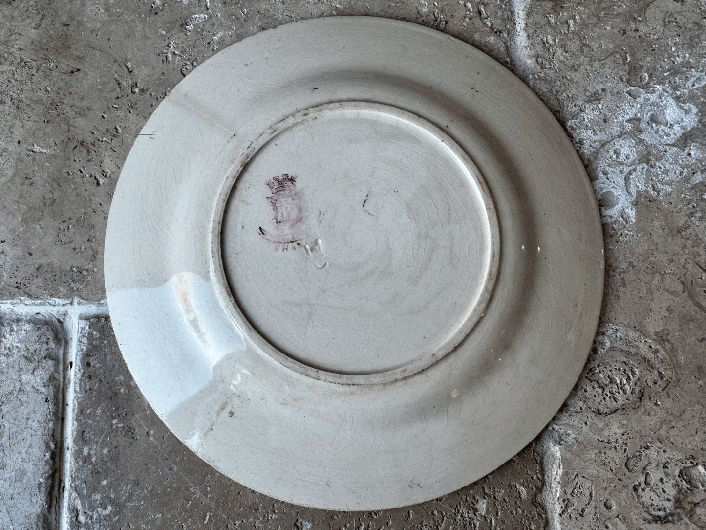 antique french gien chardons pink transferware terre de fer ironstone plate