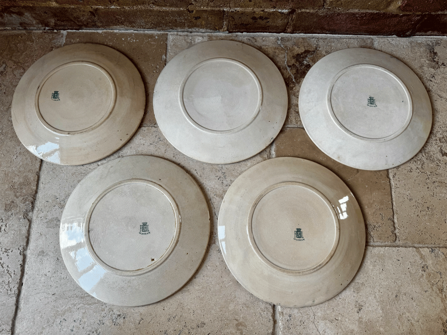 antique french 19th century green transferware ironstone gien wagram plate
