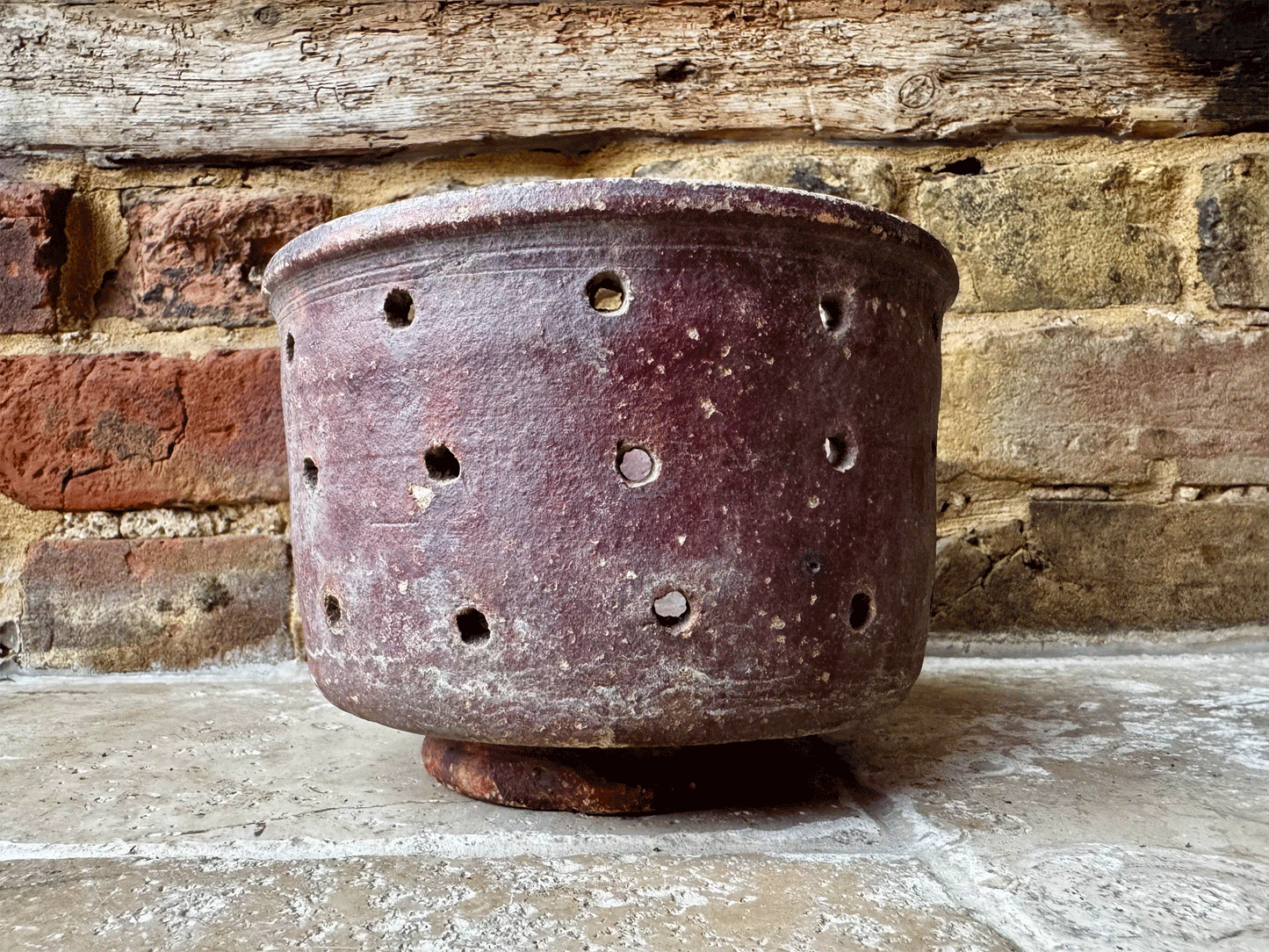 huge large stoneware earthenware pierced faisselle cheese mould decorative