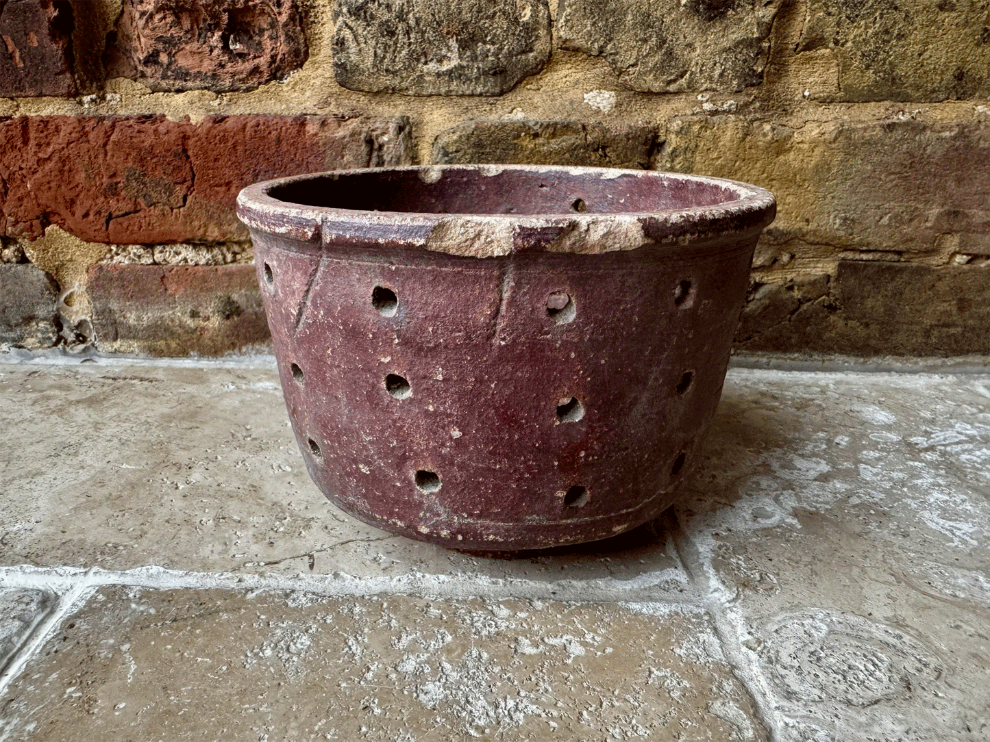 huge large stoneware earthenware pierced faisselle cheese mould decorative