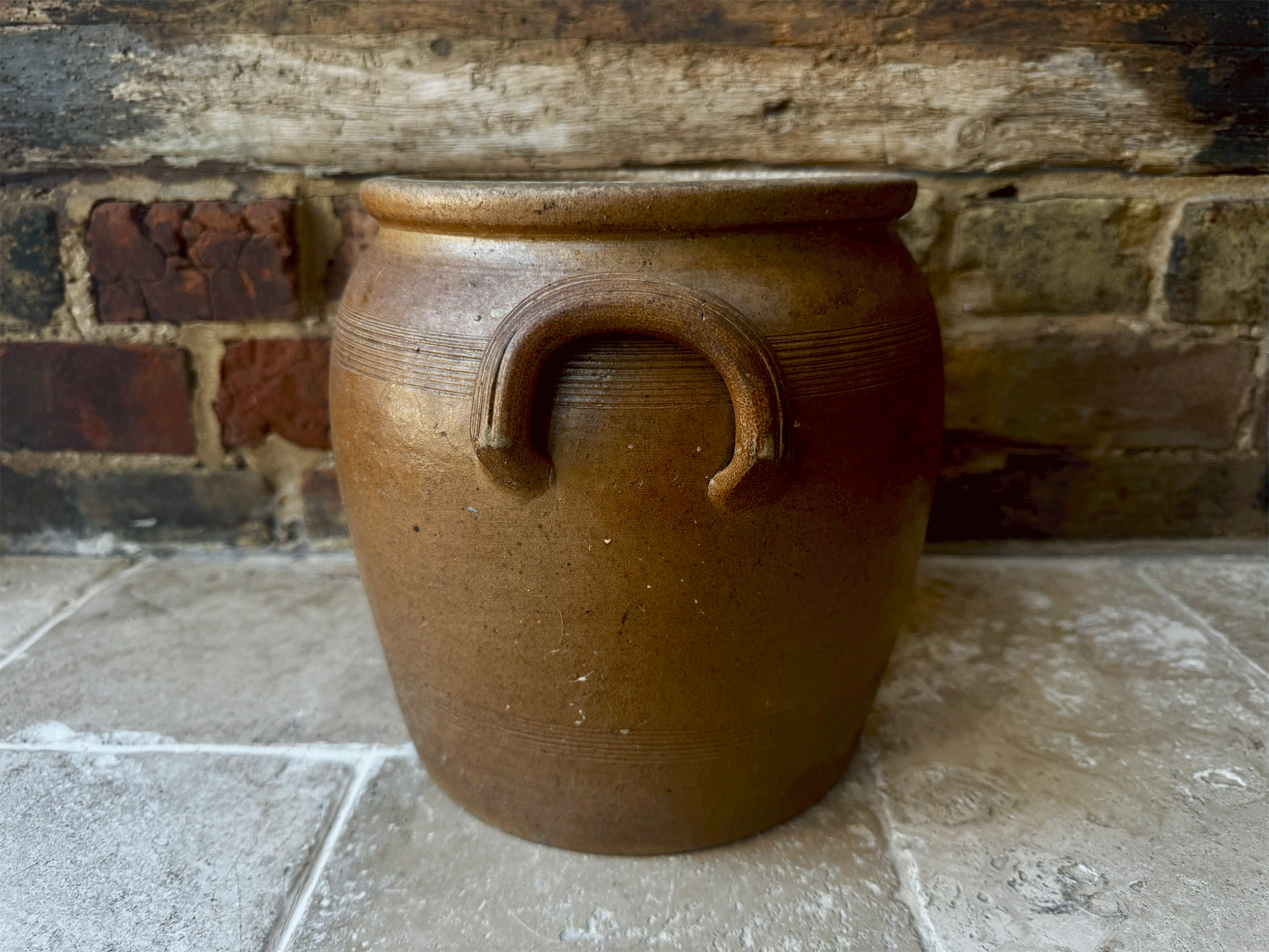 antique french 19th century stoneware large confit preserving jar pot