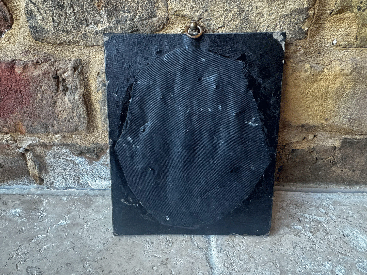 antique 19th century french miniature watercolour portrait gentleman black suit ebony dark rame