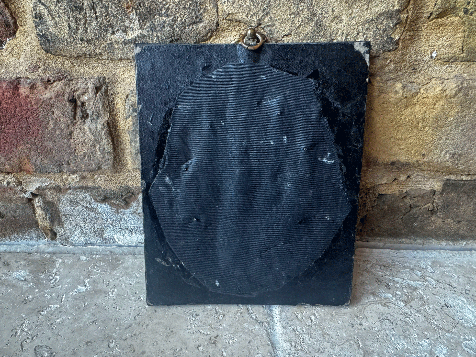 antique 19th century french miniature watercolour portrait gentleman black suit ebony dark rame