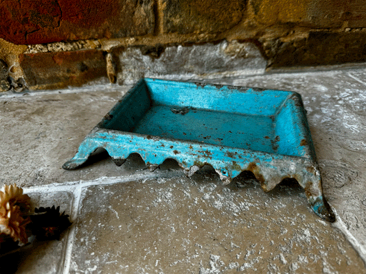 rare antique 19th century french cast iron aqua blue turquoise enamel spittoon cast iron decorative display stand