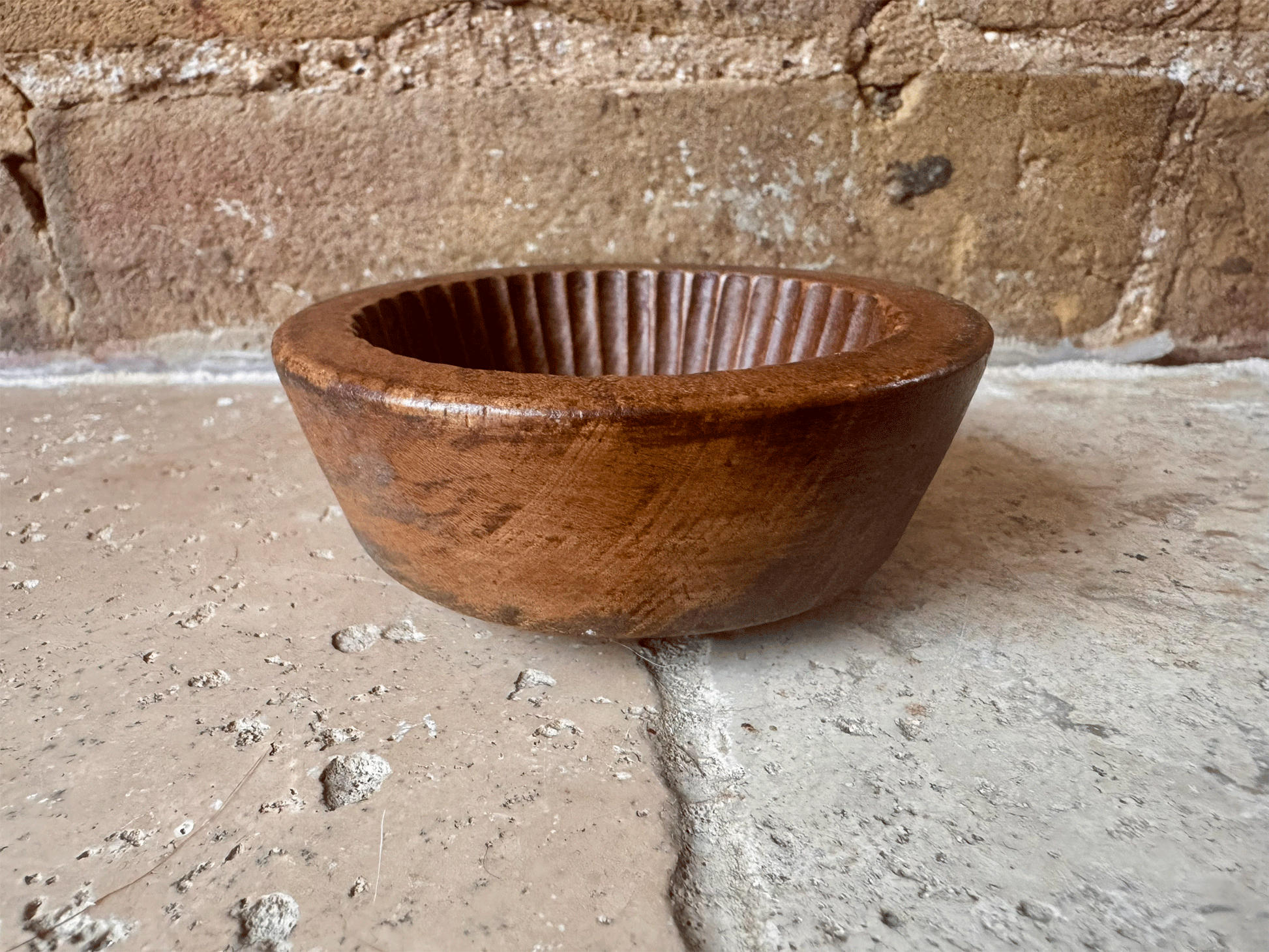 antique french carved wooden treen 19th century butter mould stamp floral flower