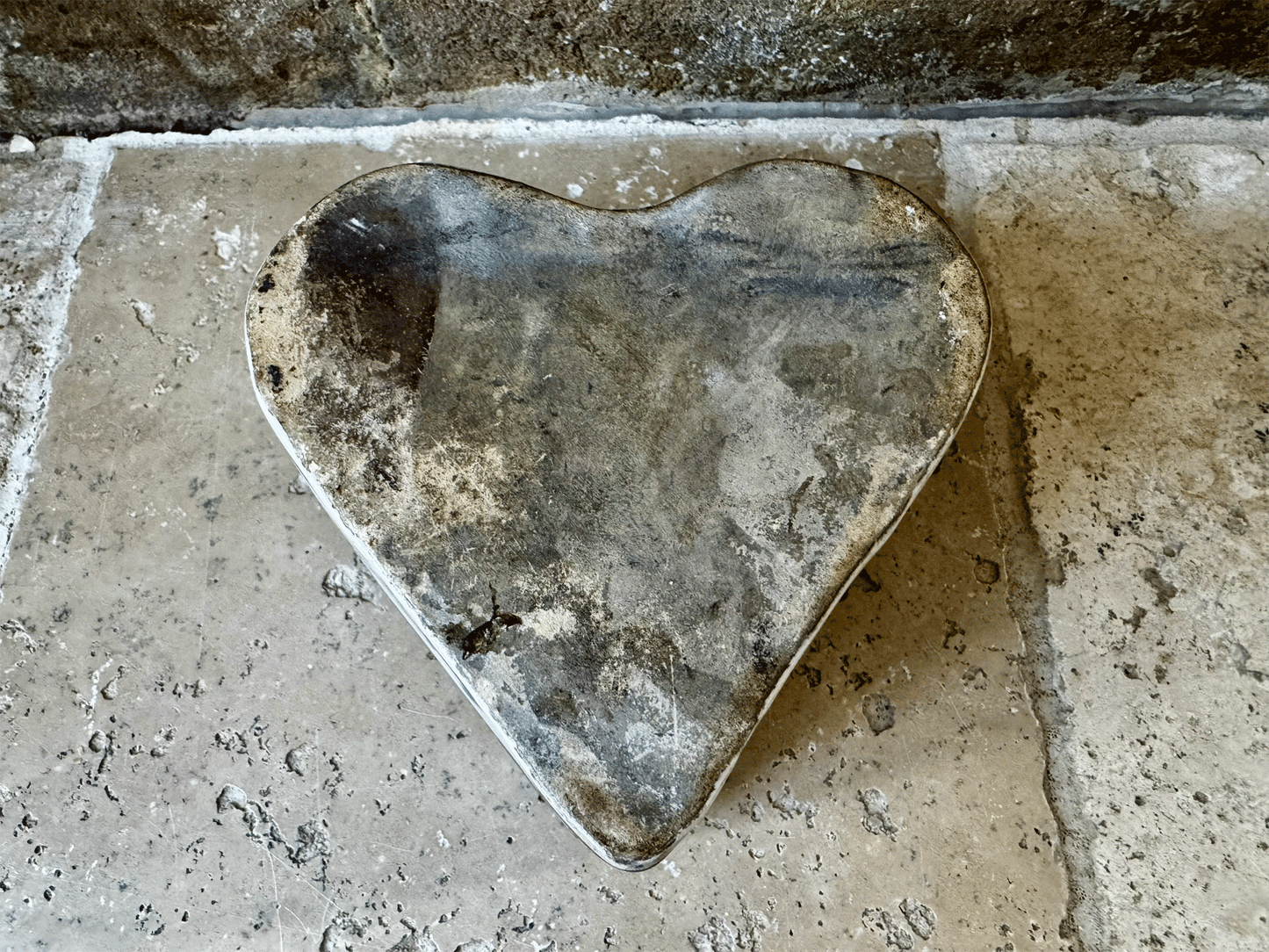rare antique 19th century french faience ton glazed pottery ceramic heart inkwell