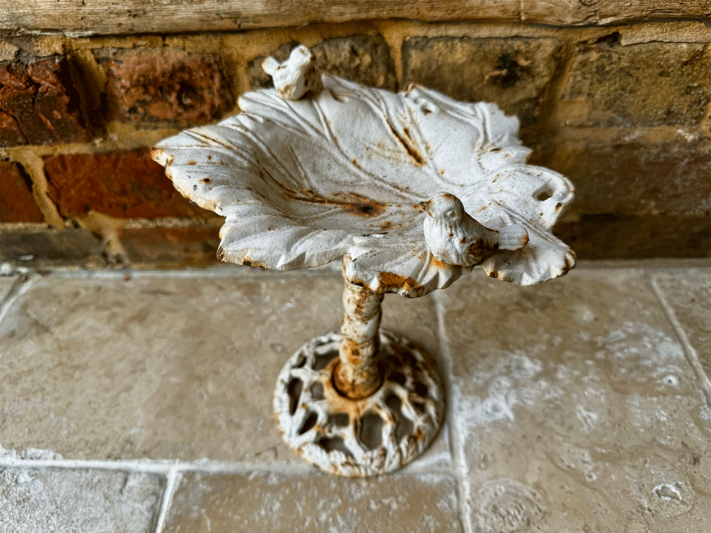 french 19th century cast iron bird bath display stand chippy weathered rustic