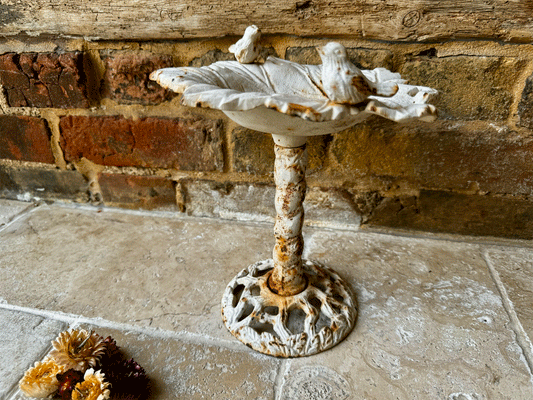 french 19th century cast iron bird bath display stand chippy weathered rustic