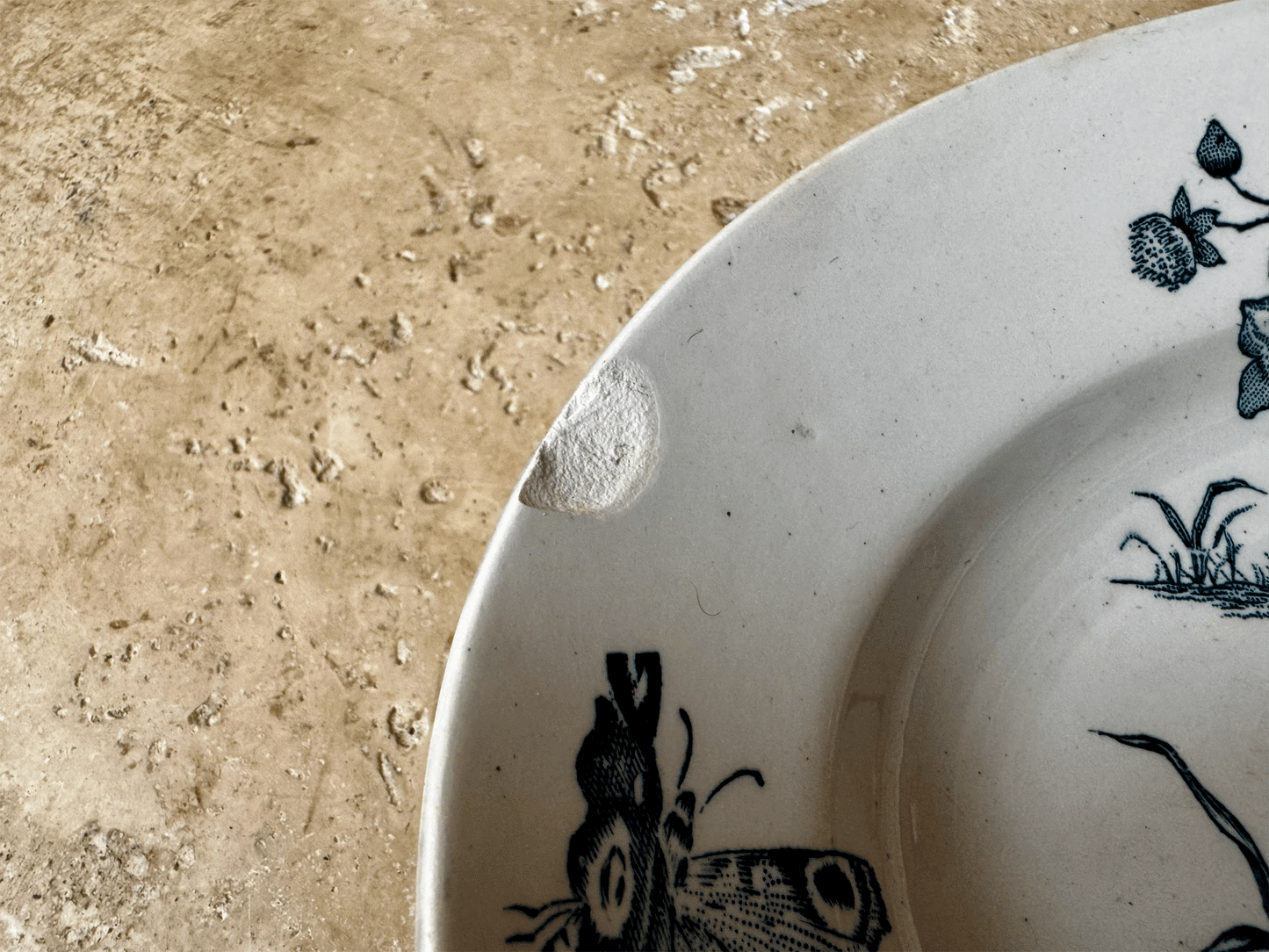 atique french terre de fer teal blue transferware platter plate st amand hamage aucelle