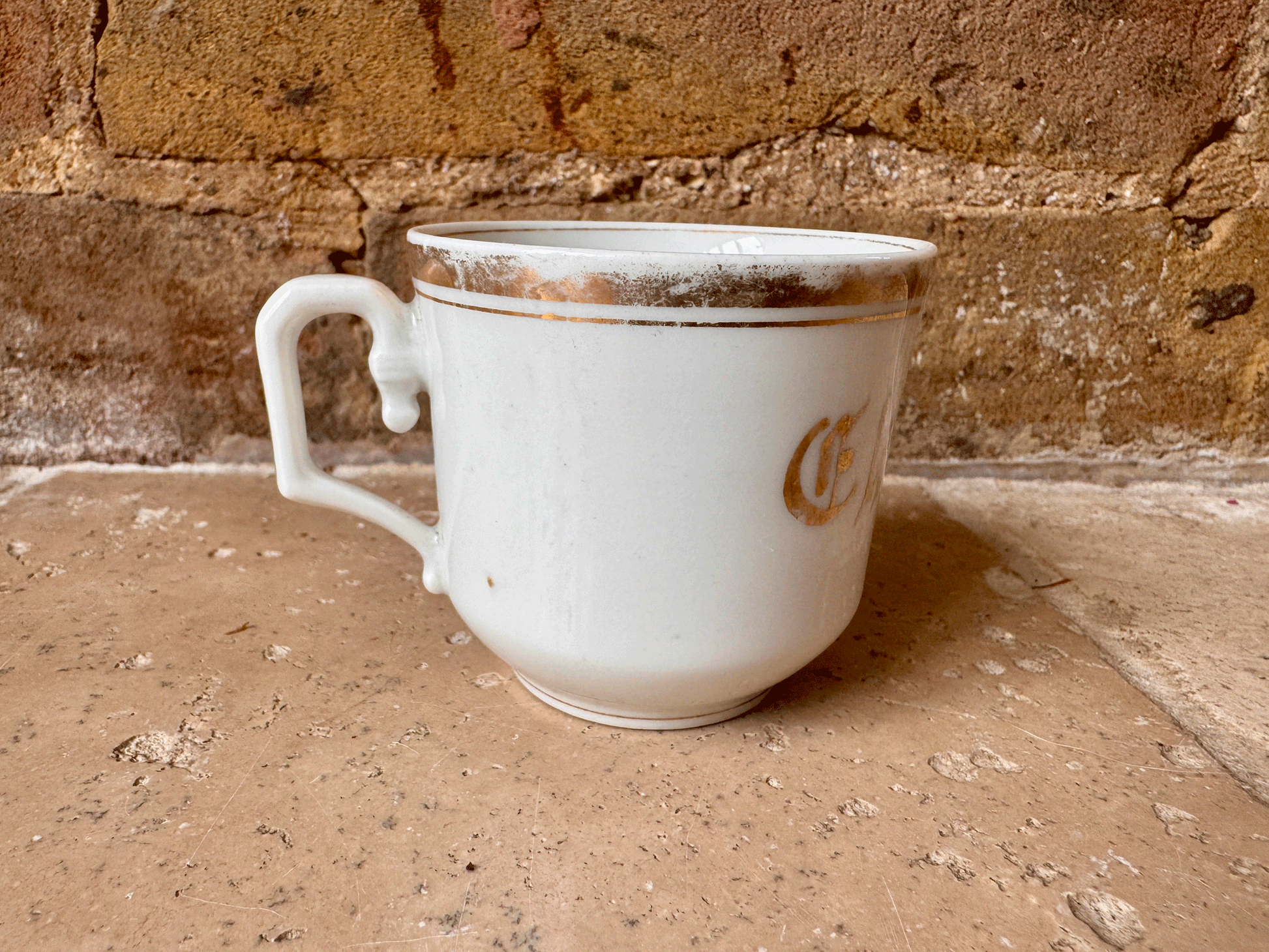 antique french child name cup mug porcelain gold trim elise 