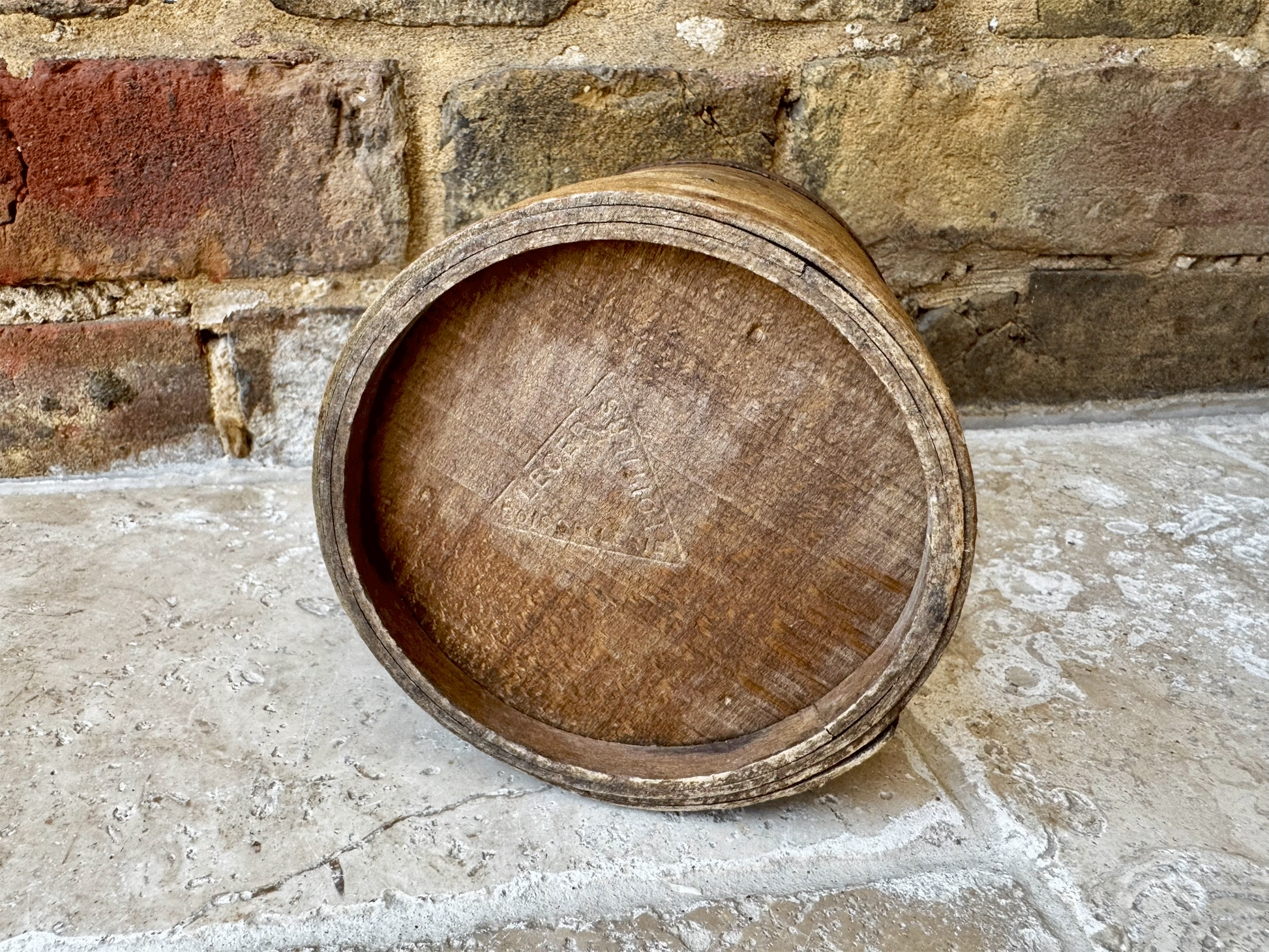 antique french rustic bentwood treen wooden grain measure one litre
