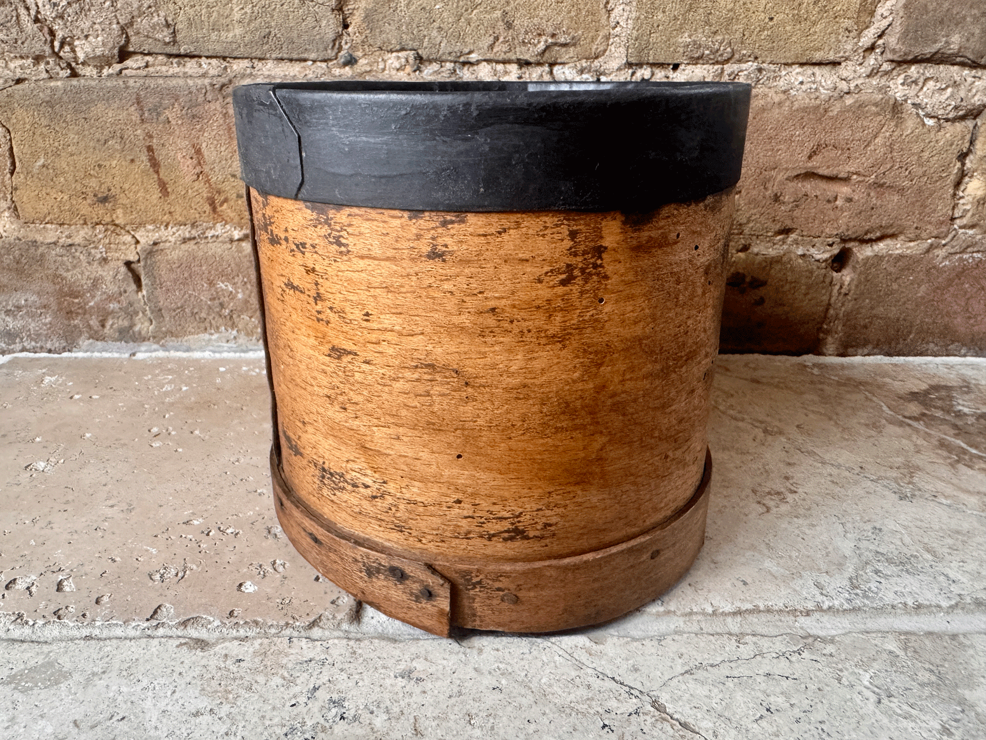 antique french rustic farmhouse decor wooden treen bentwood grain measure double litre