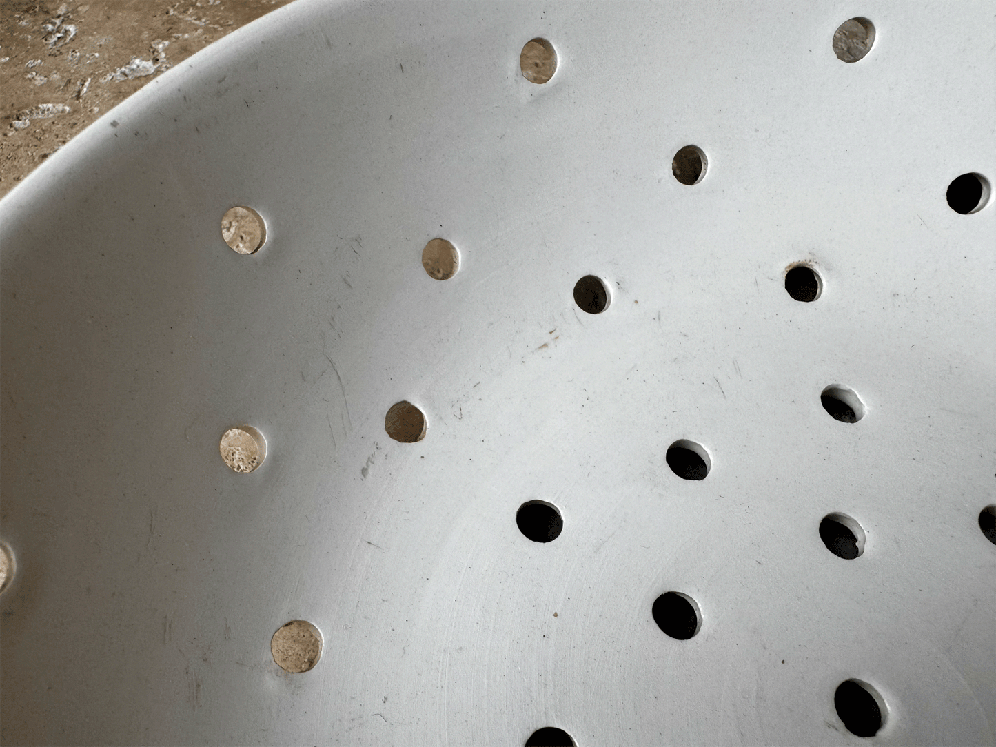 antique plain white ironstone sarreguemines digoin pierced berry bowl drainer strainer