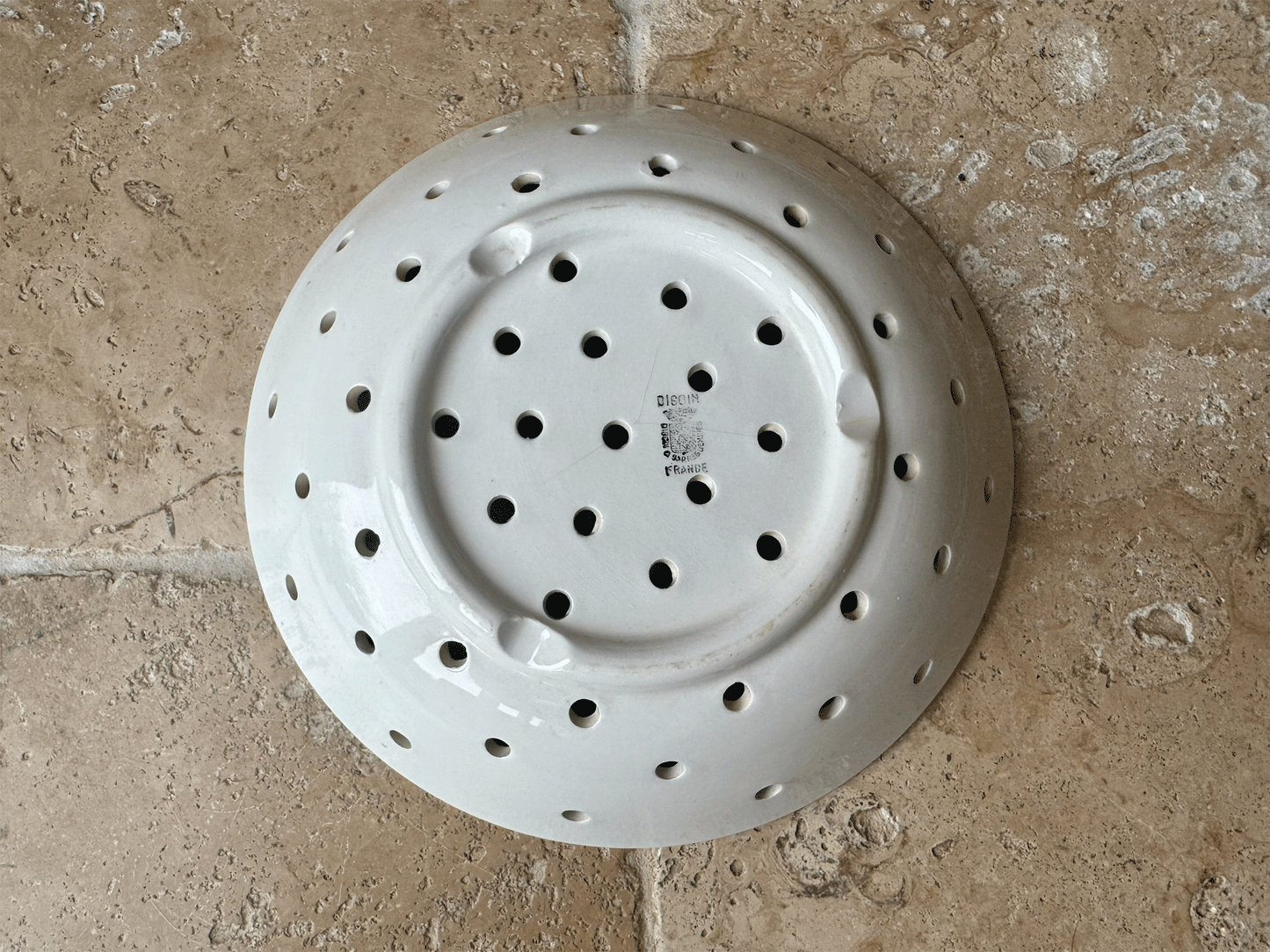 antique plain white ironstone sarreguemines digoin pierced berry bowl drainer strainer