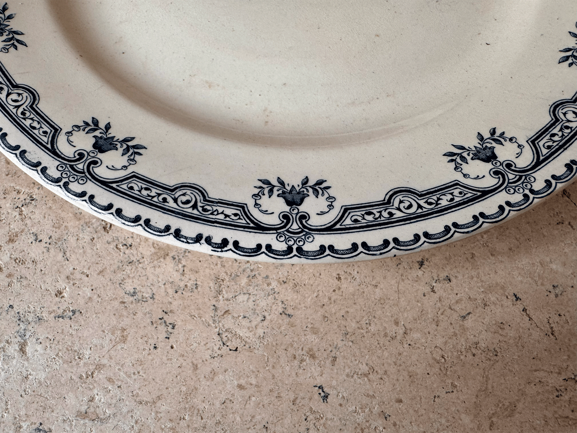 antique early 20th century ironstone terre de fer compote stand dish compotier blue transferware