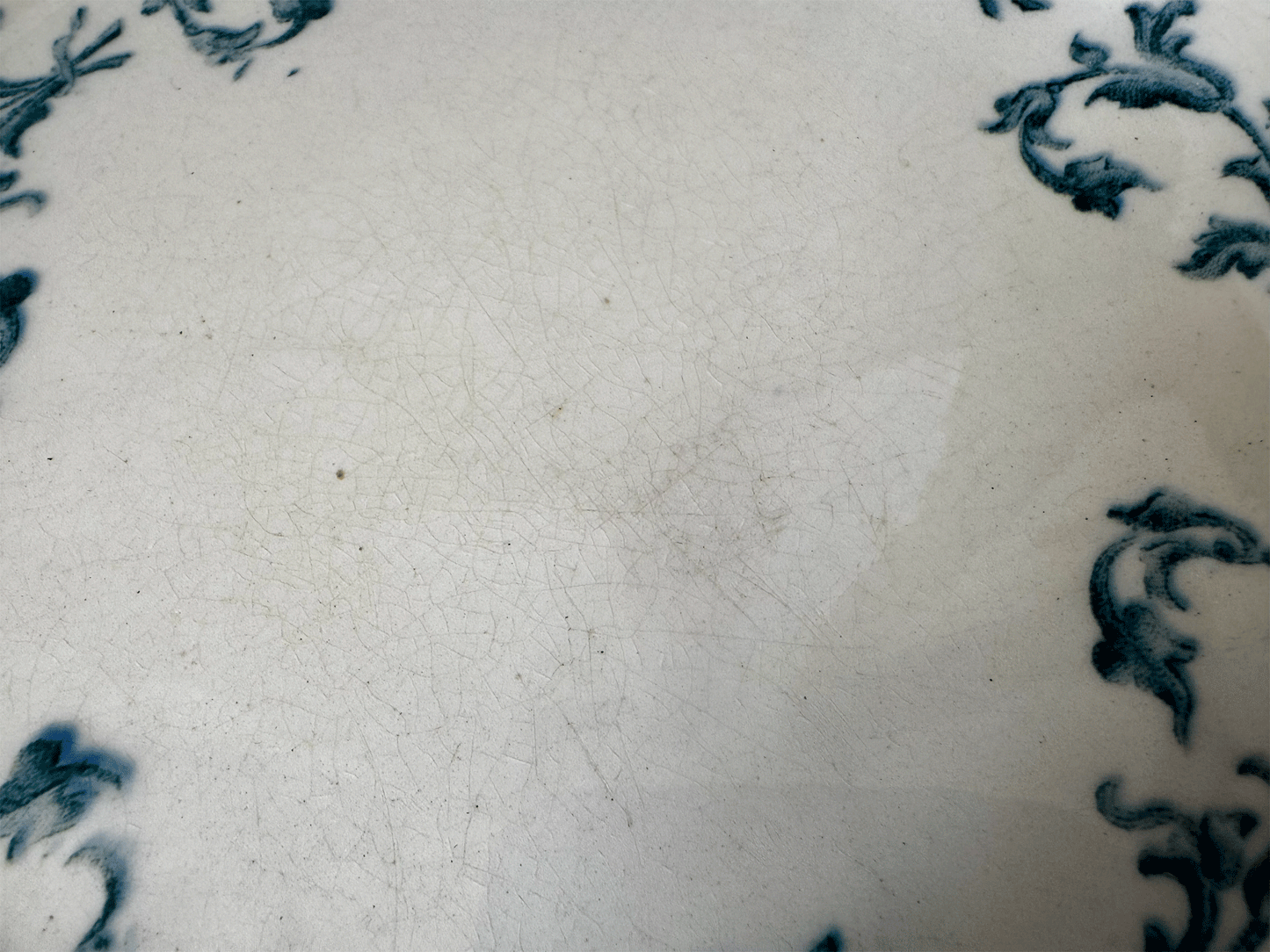 antique french blue transferware terre de fer ironstone longwy plate