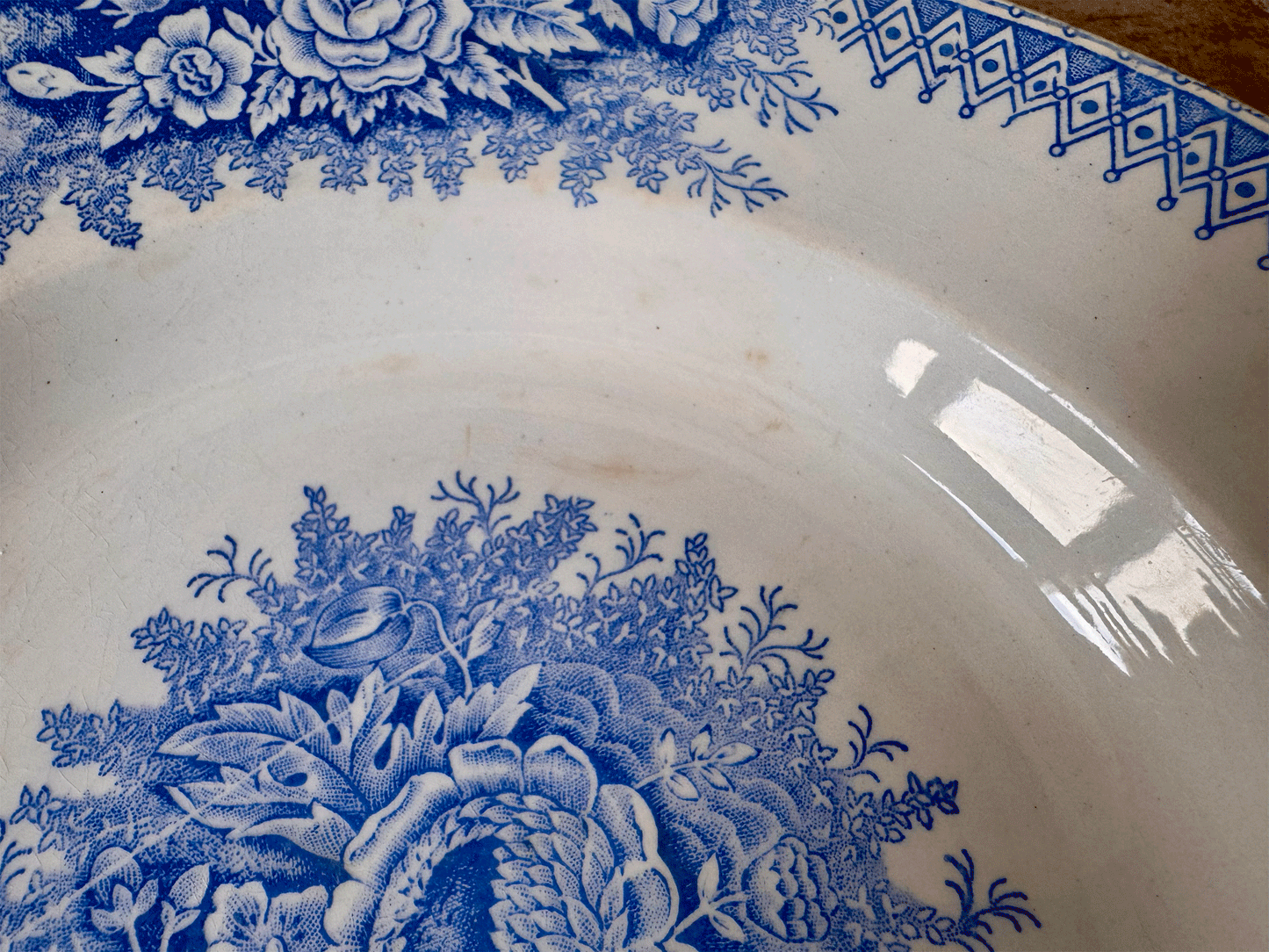 antique french blue transferware ironstone terre de fer ironstone soup bowl st amand jardiniere
