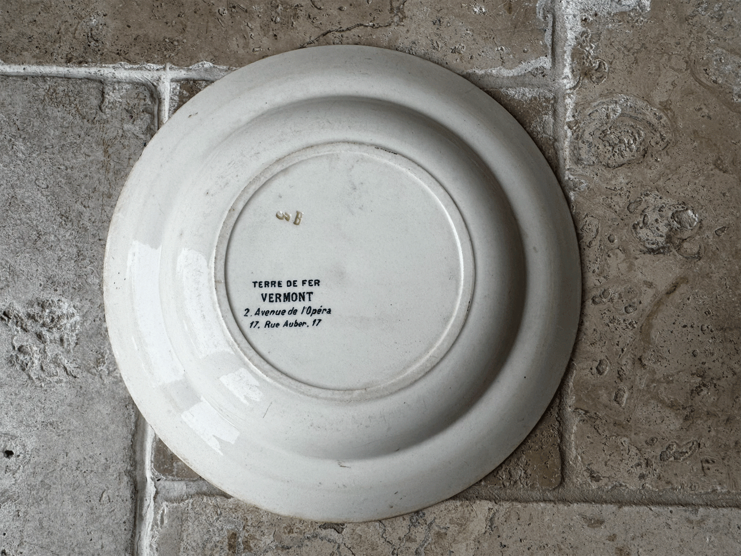 antique transferware paris terre de fer ironston bowl blue birds