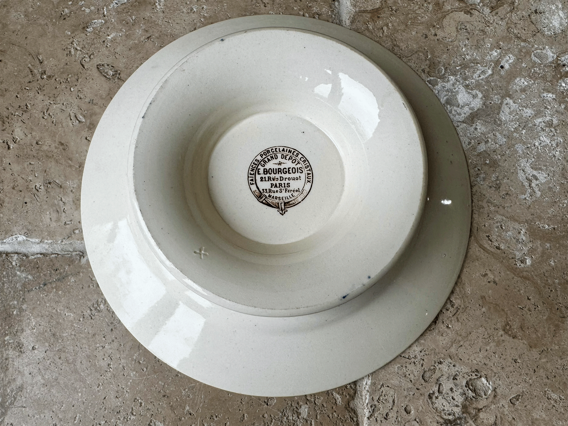 antique french blue transferware terre de fer ironstone compote dish compotier grand depot bourgeois paris