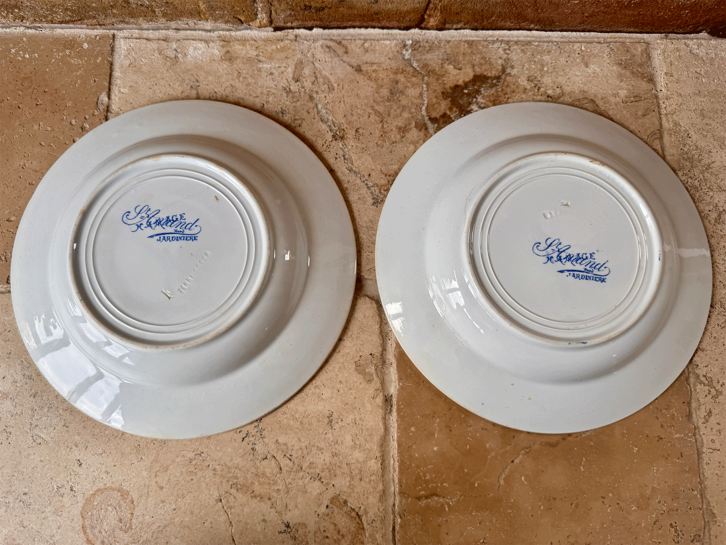 antique french blue transferware ironstone terre de fer ironstone soup bowl st amand jardiniere