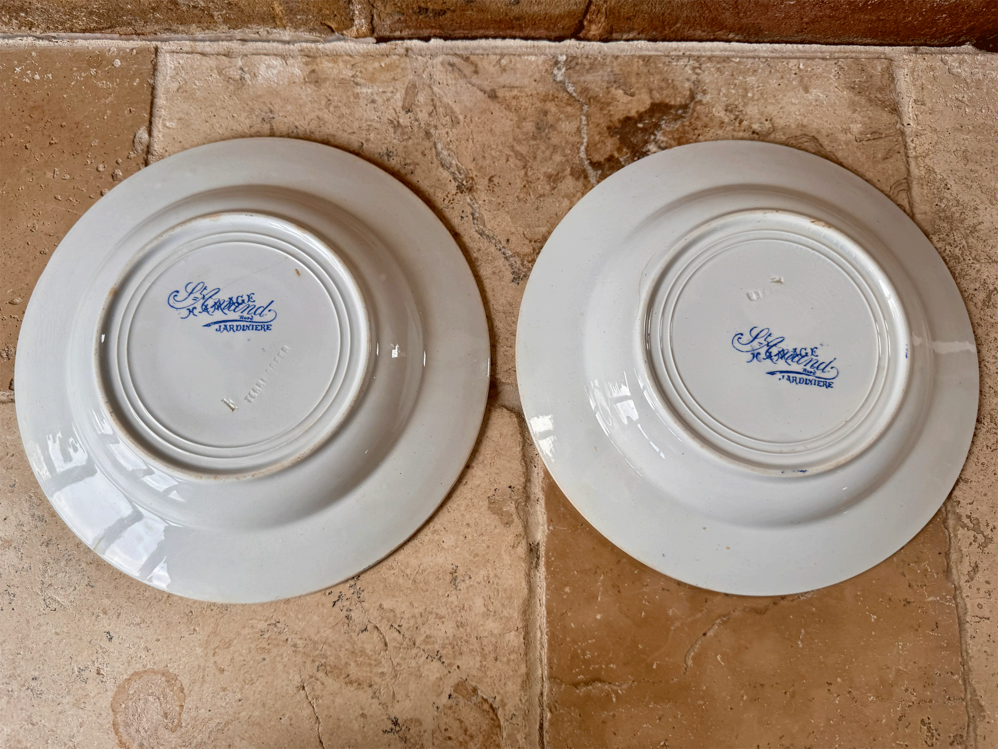 antique french blue transferware ironstone terre de fer ironstone soup bowl st amand jardiniere