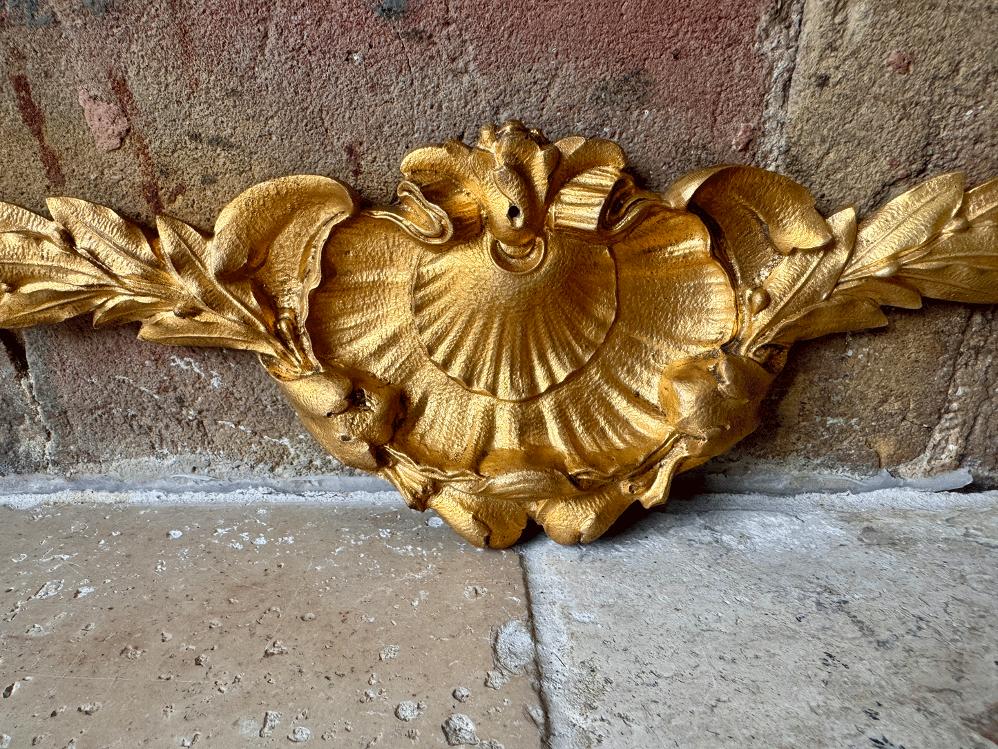 antique french gilded ormolu brass wall hanging plaque furniture pediment
