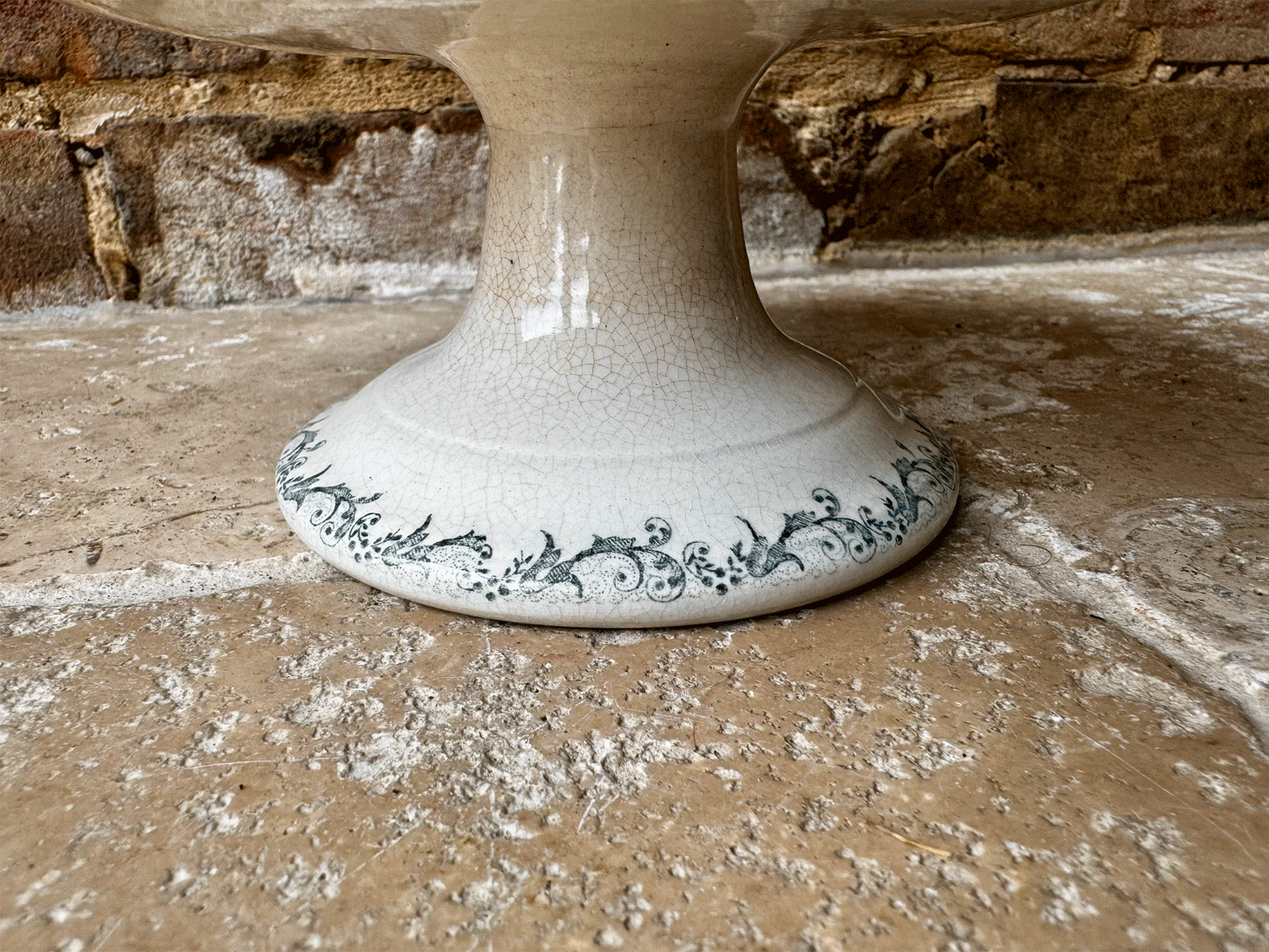 antique french terre de fer ironstone compotier compote dish h boulenger choisy le roi crazed buttery