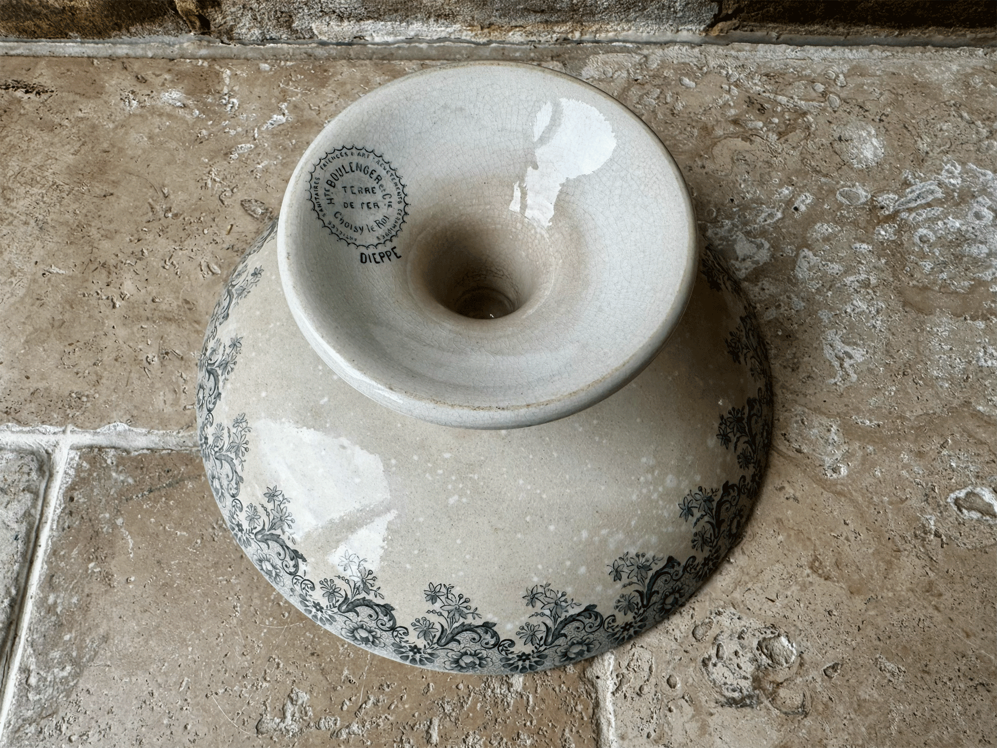 antique french terre de fer ironstone compotier compote dish h boulenger choisy le roi crazed buttery